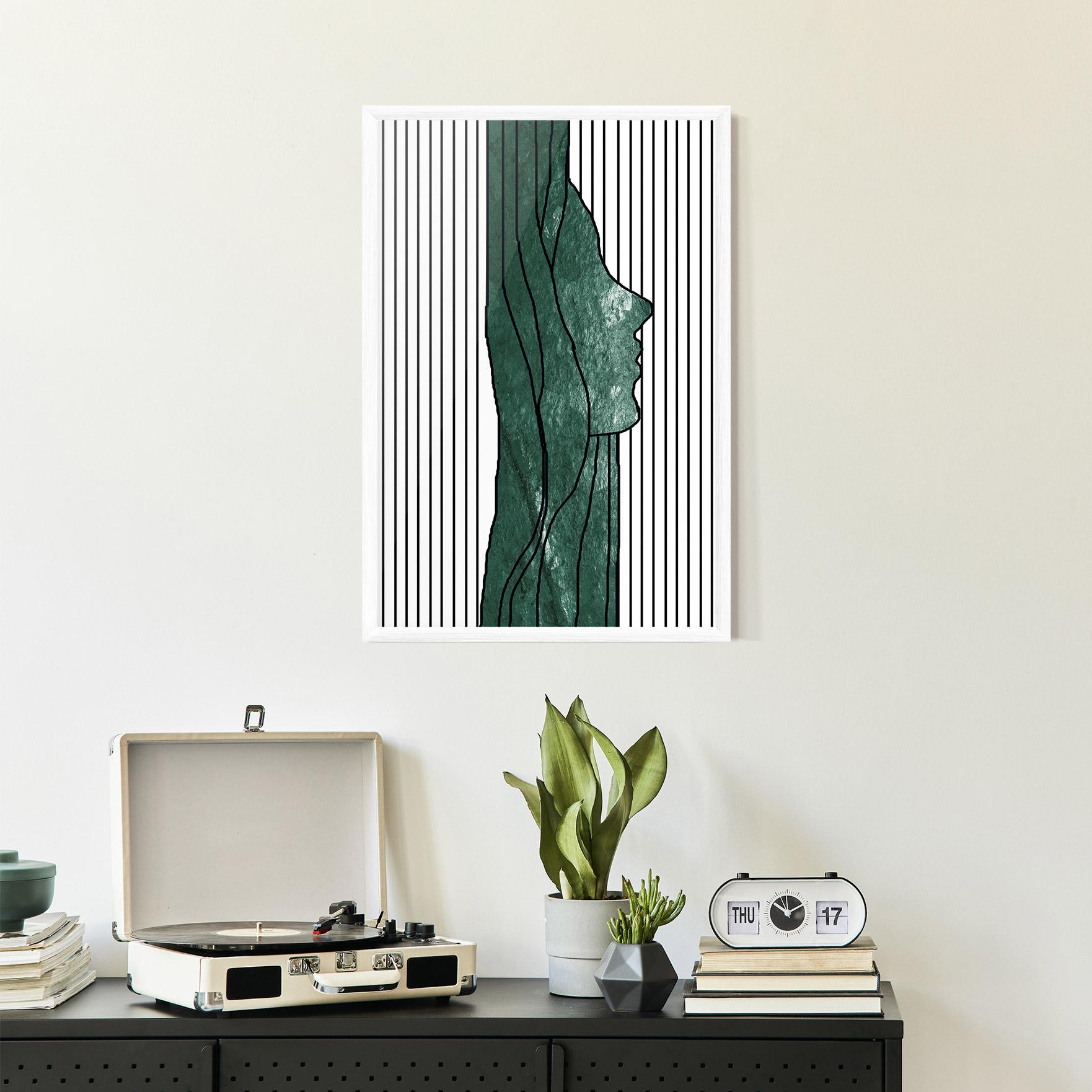 Keretezett Poszter Abstract Green Face mockup 2