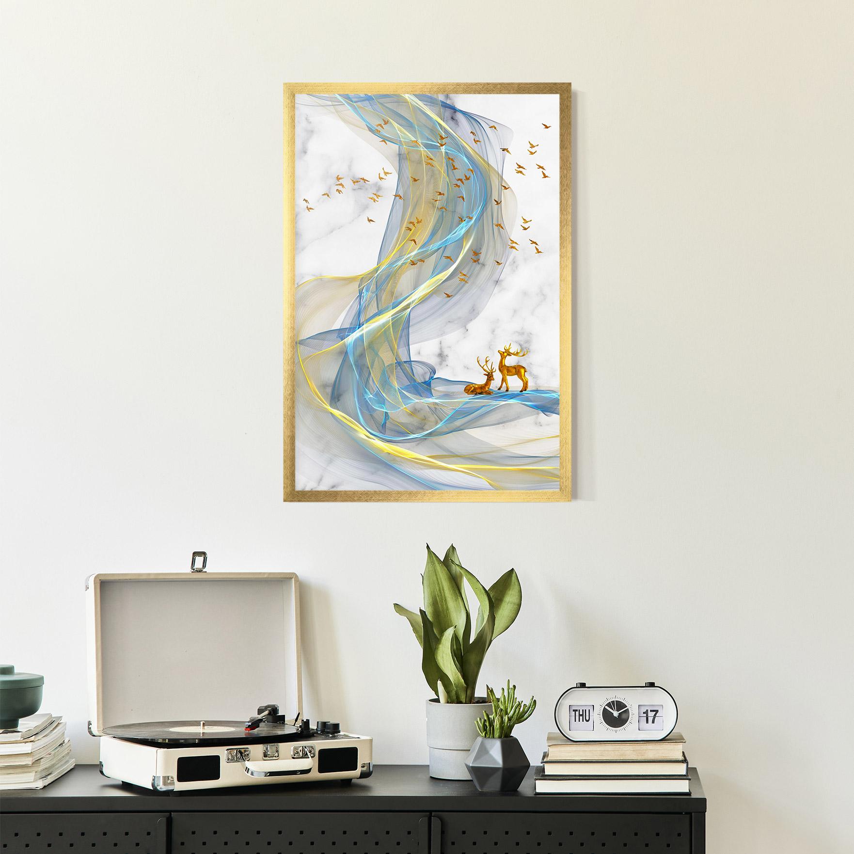 Keretezett Poszter Abstract Golden Landscape 2 mockup 2