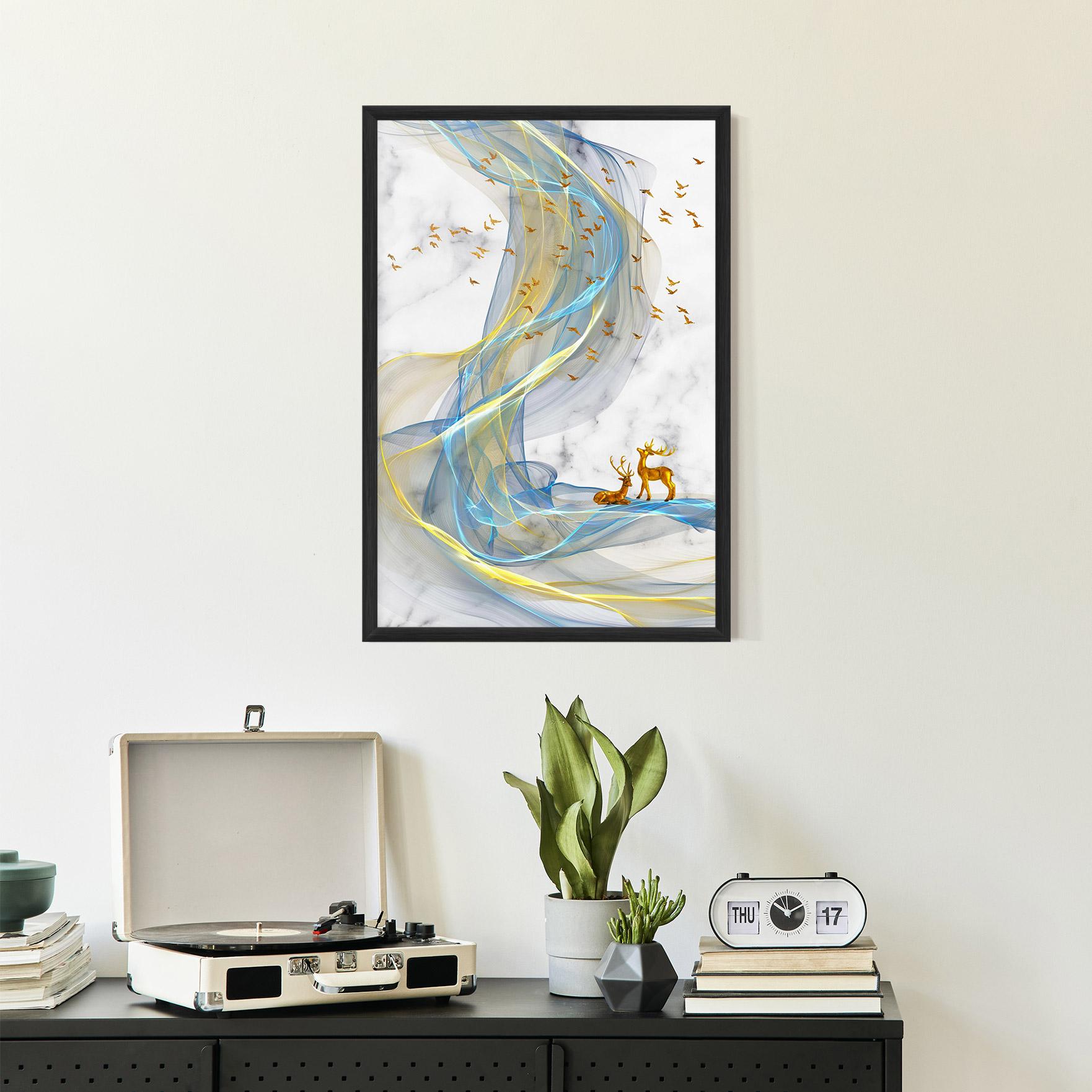 Keretezett Poszter Abstract Golden Landscape 2 mockup 2