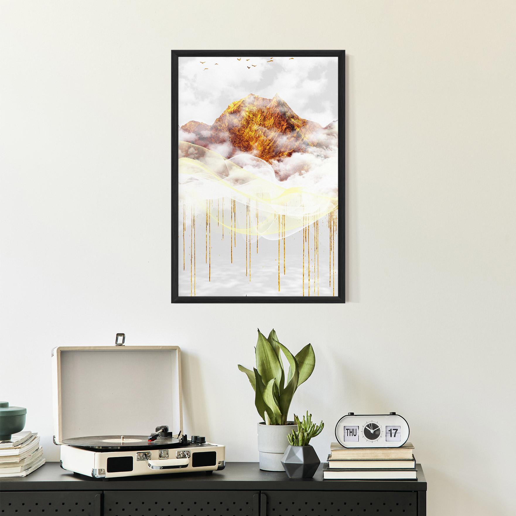 Keretezett Poszter Abstract Golden Landscape 3 mockup 2