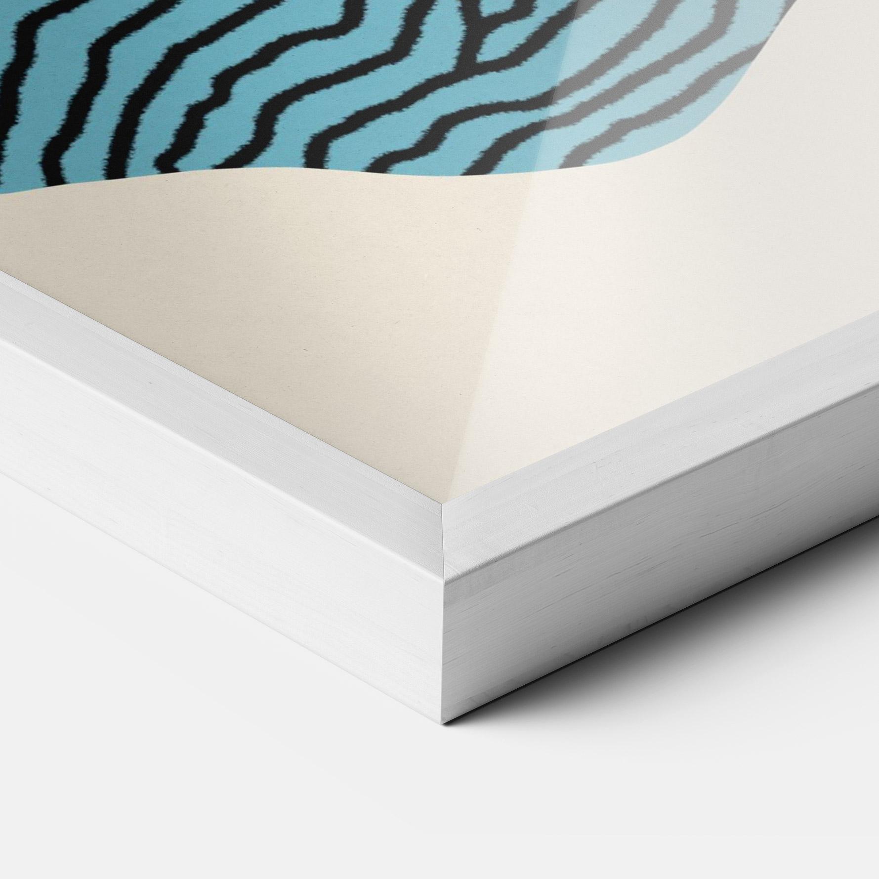 Keretezett Poszter Abstract Lines On Blue mockup 3