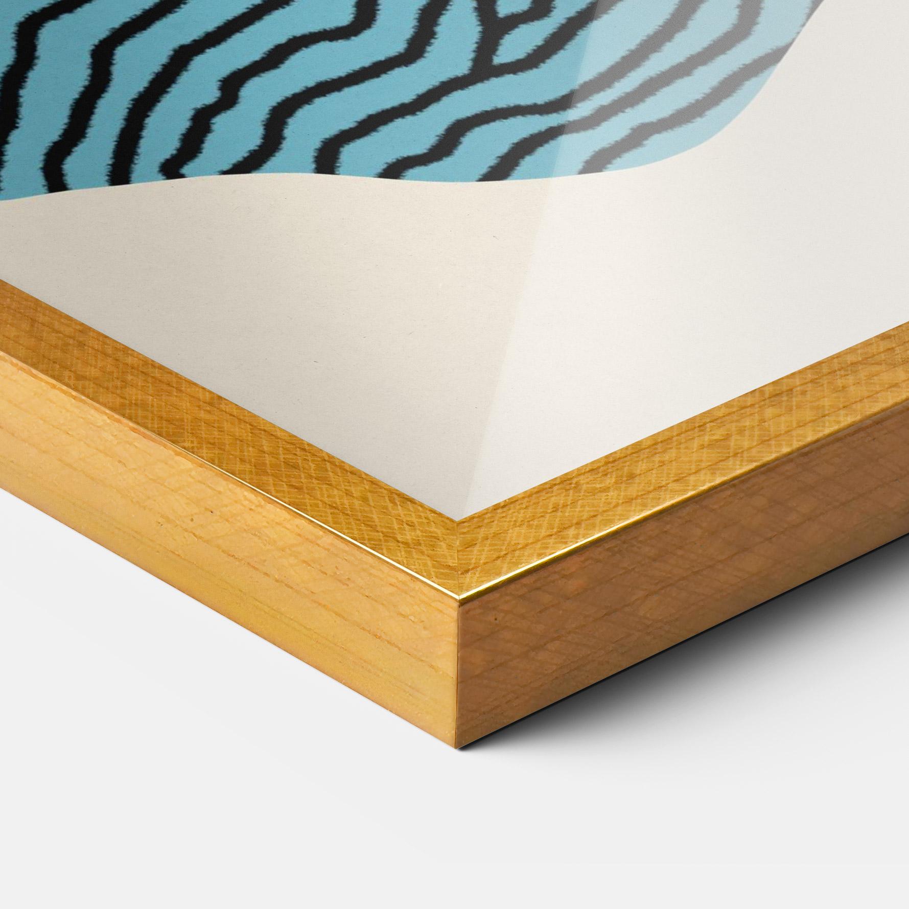 Keretezett Poszter Abstract Lines On Blue mockup 3