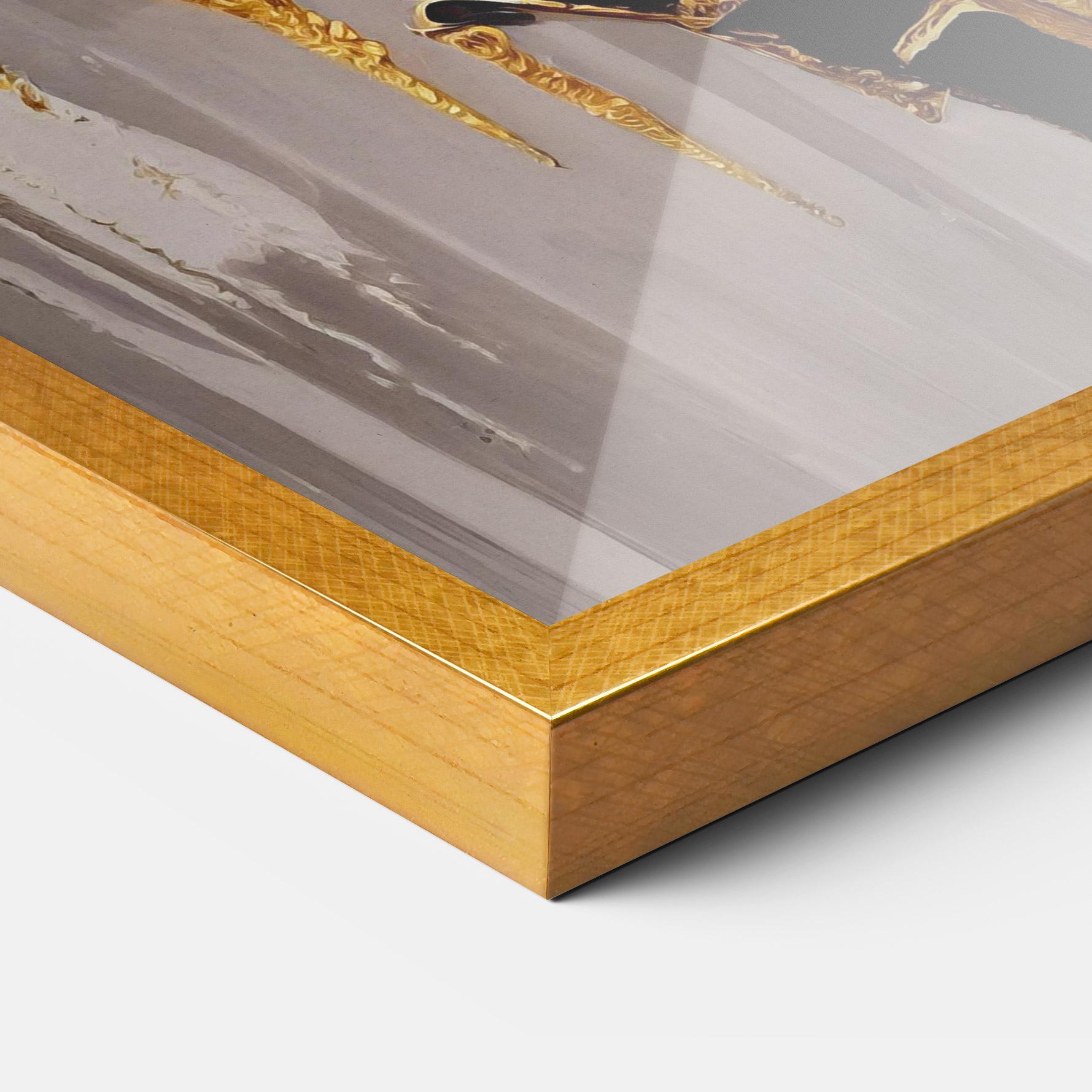 Keretezett Poszter Balck With Gold Leafs mockup 3