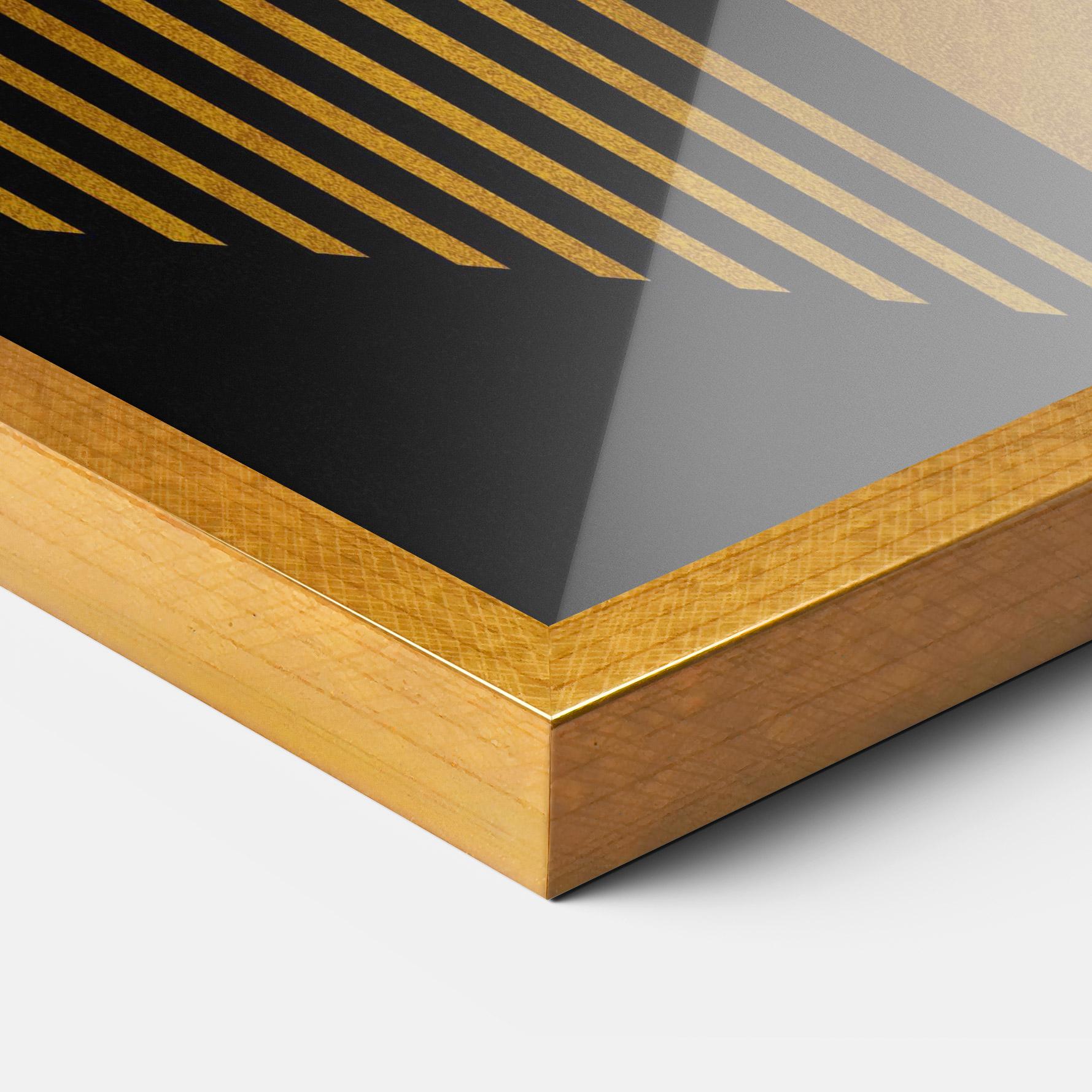 Keretezett Poszter Black Lines On Gold mockup 3