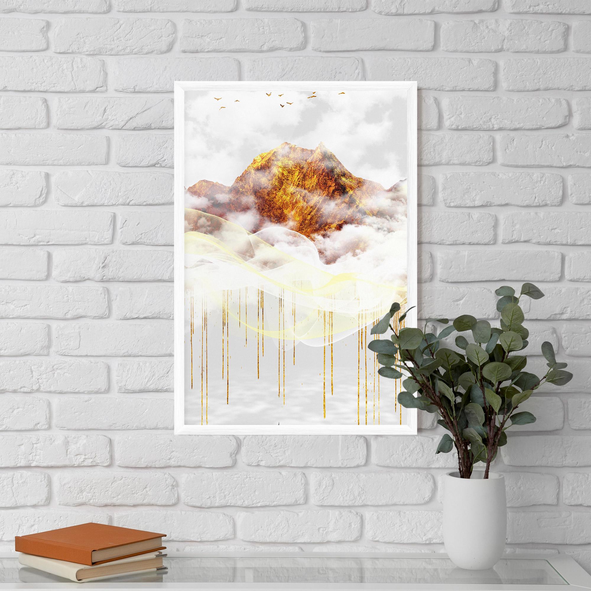 Keretezett Poszter Abstract Golden Landscape 3 mockup 5