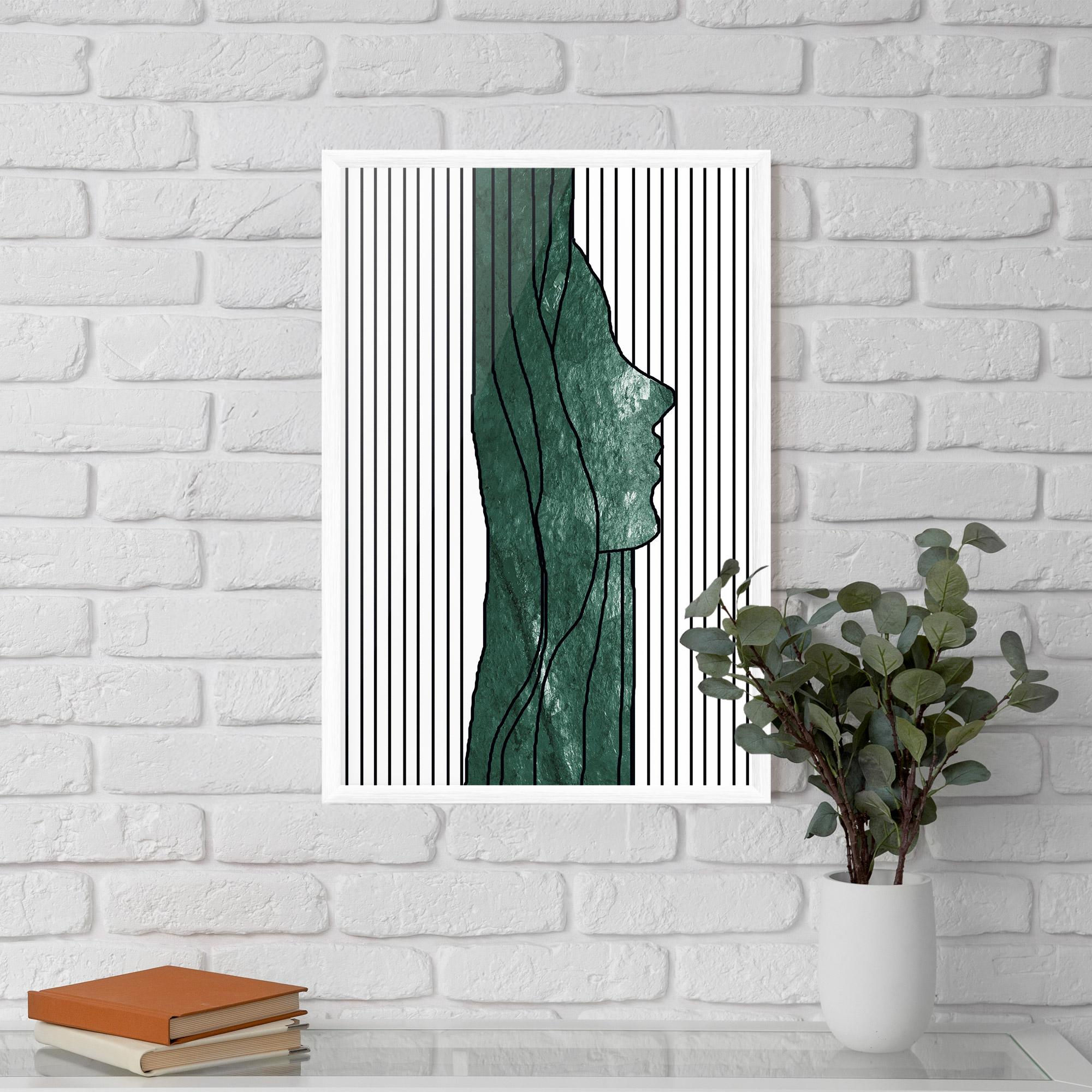 Keretezett Poszter Abstract Green Face mockup 5