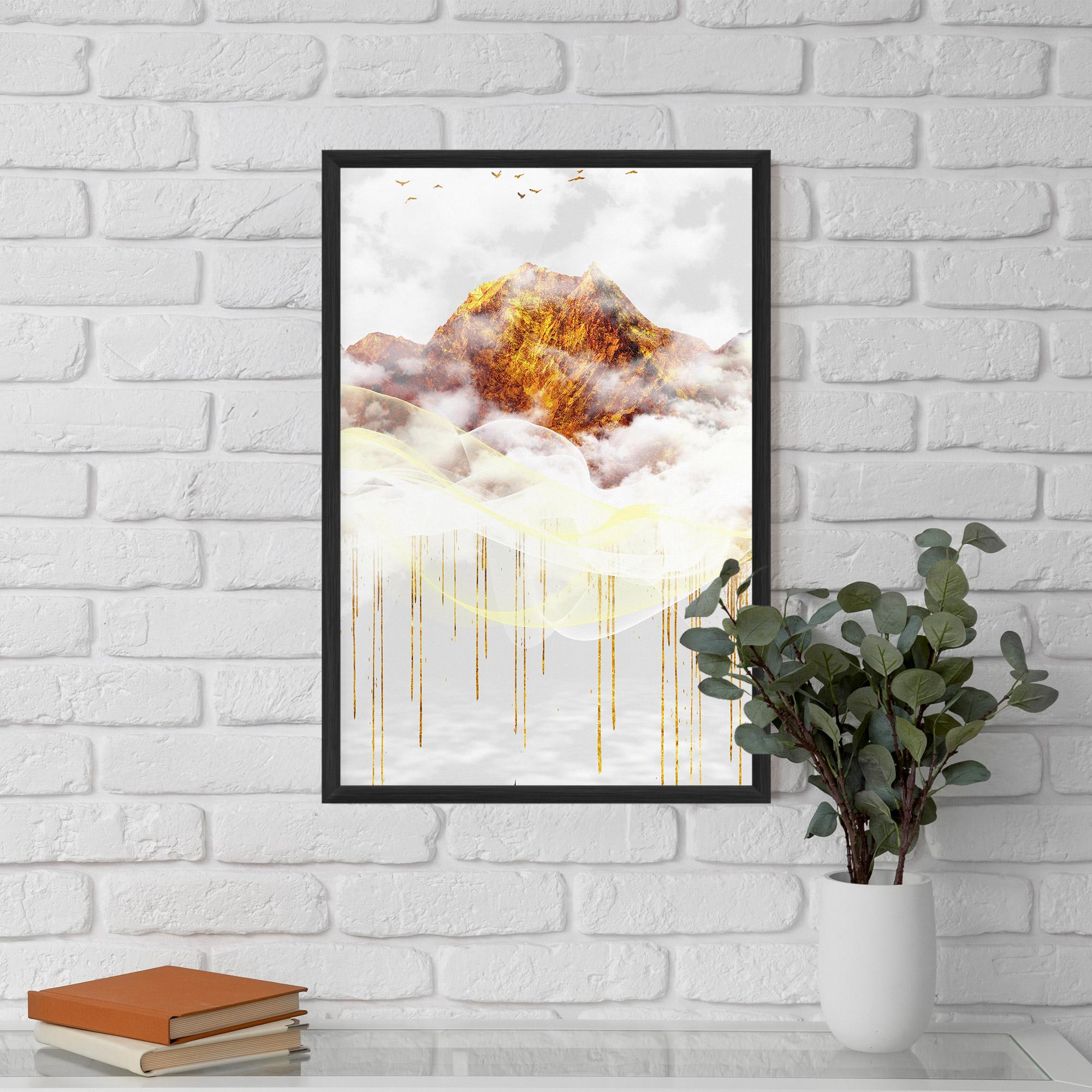 Keretezett Poszter Abstract Golden Landscape 3 mockup 5