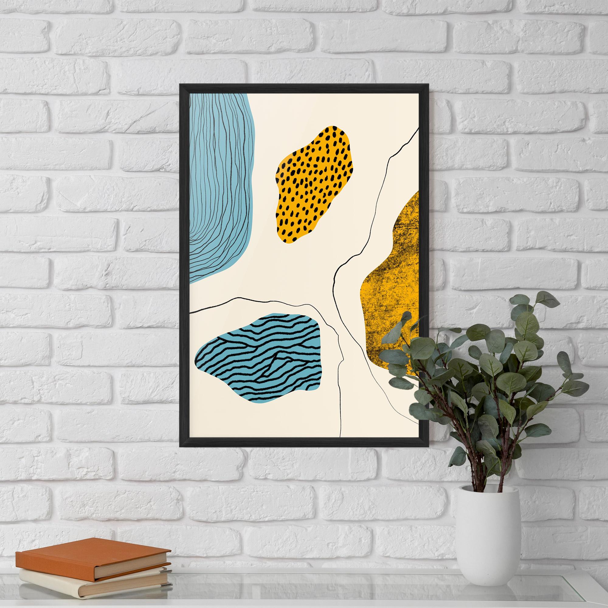 Keretezett Poszter Abstract Lines On Blue mockup 5