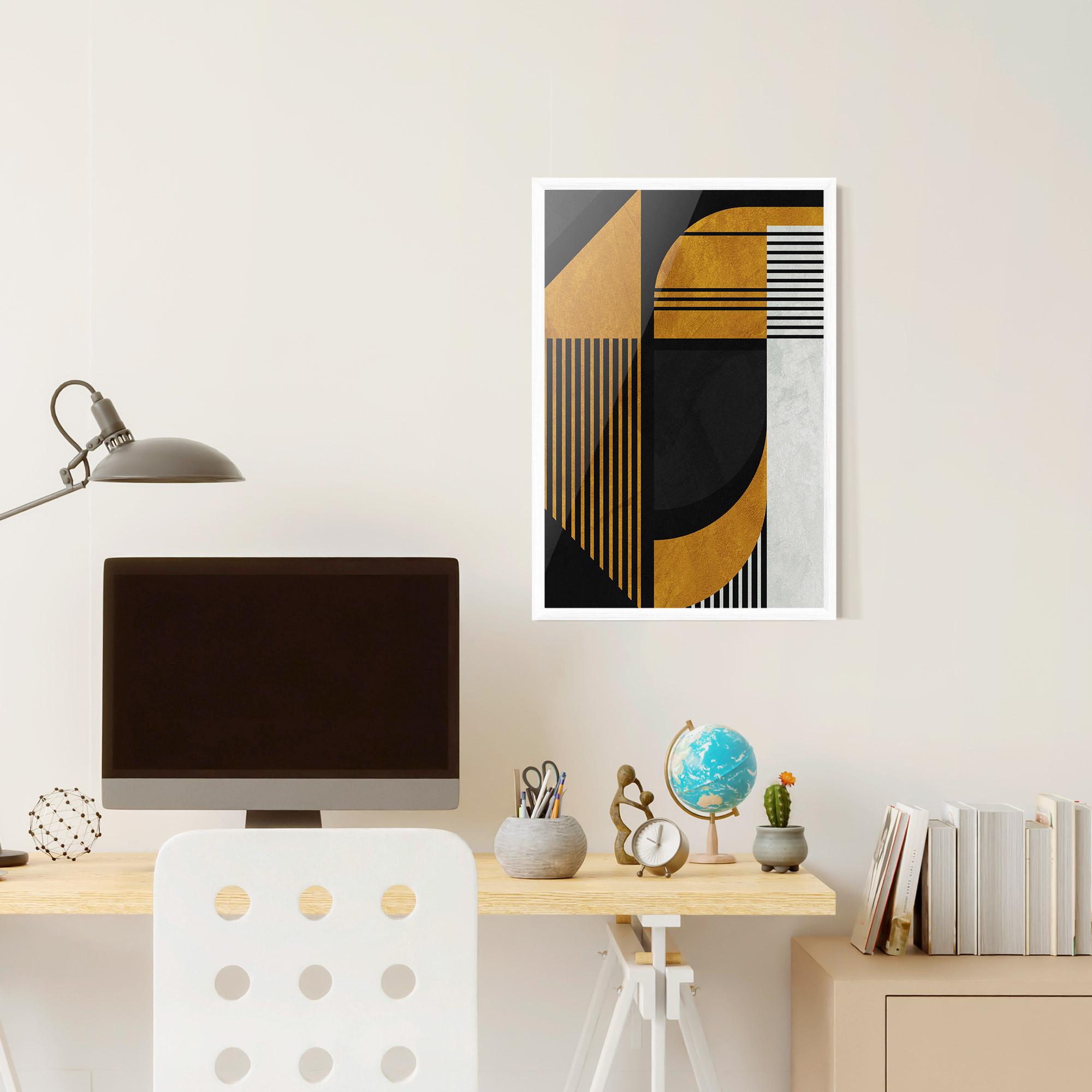 Keretezett Poszter Black Lines On Gold mockup 6