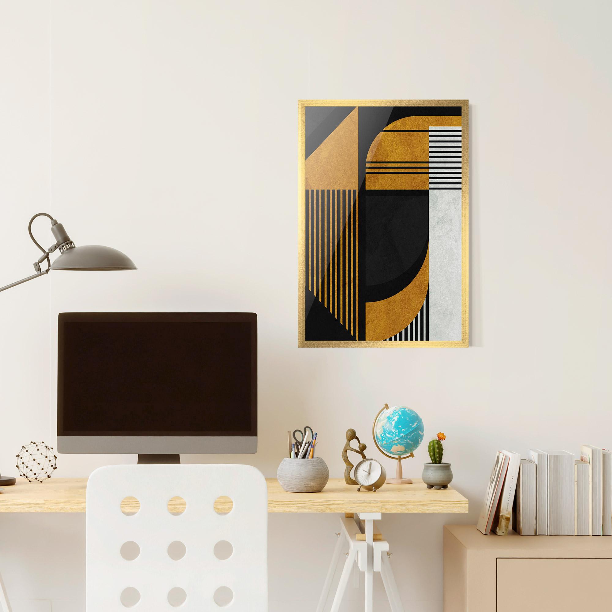 Keretezett Poszter Black Lines On Gold mockup 6