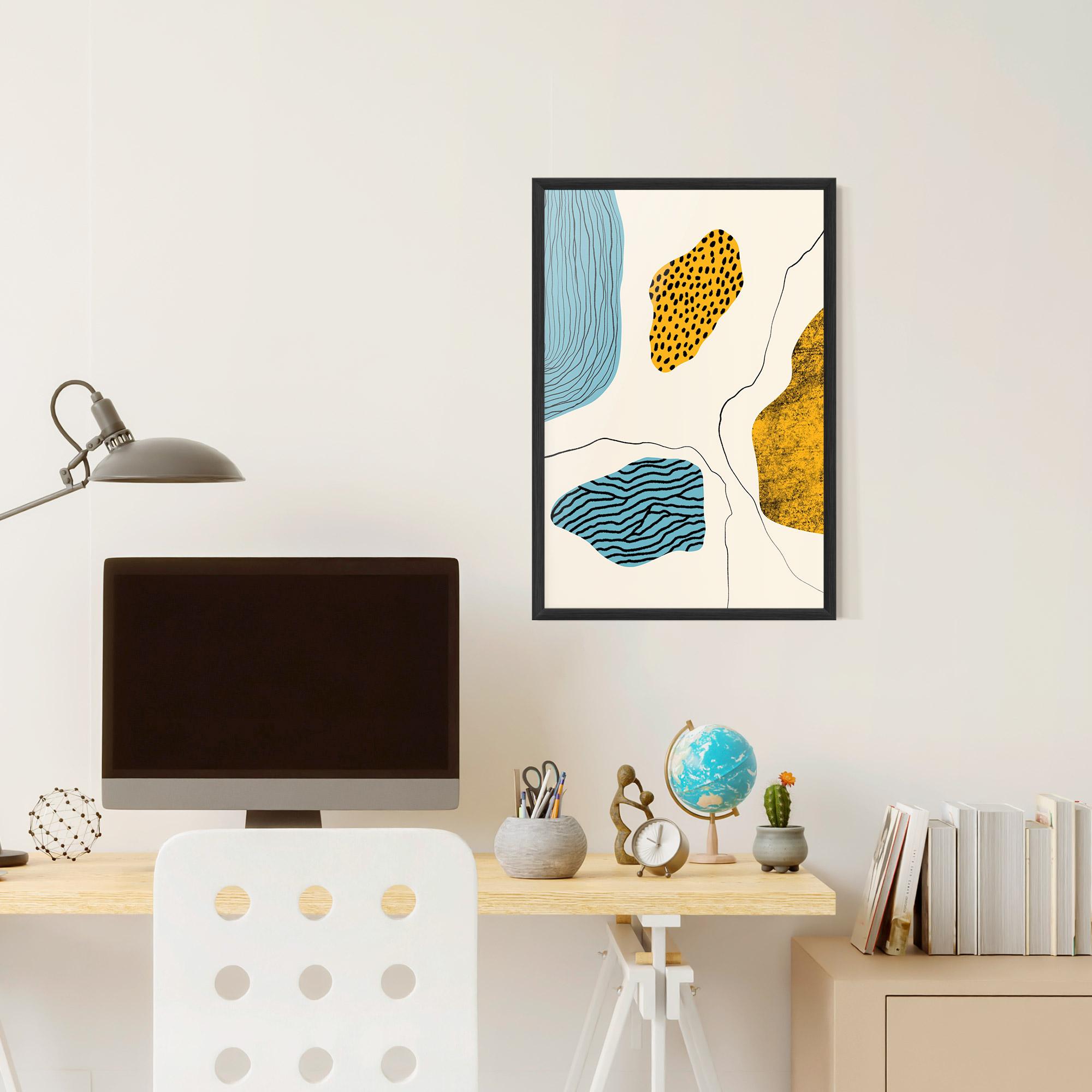 Keretezett Poszter Abstract Lines On Blue mockup 6