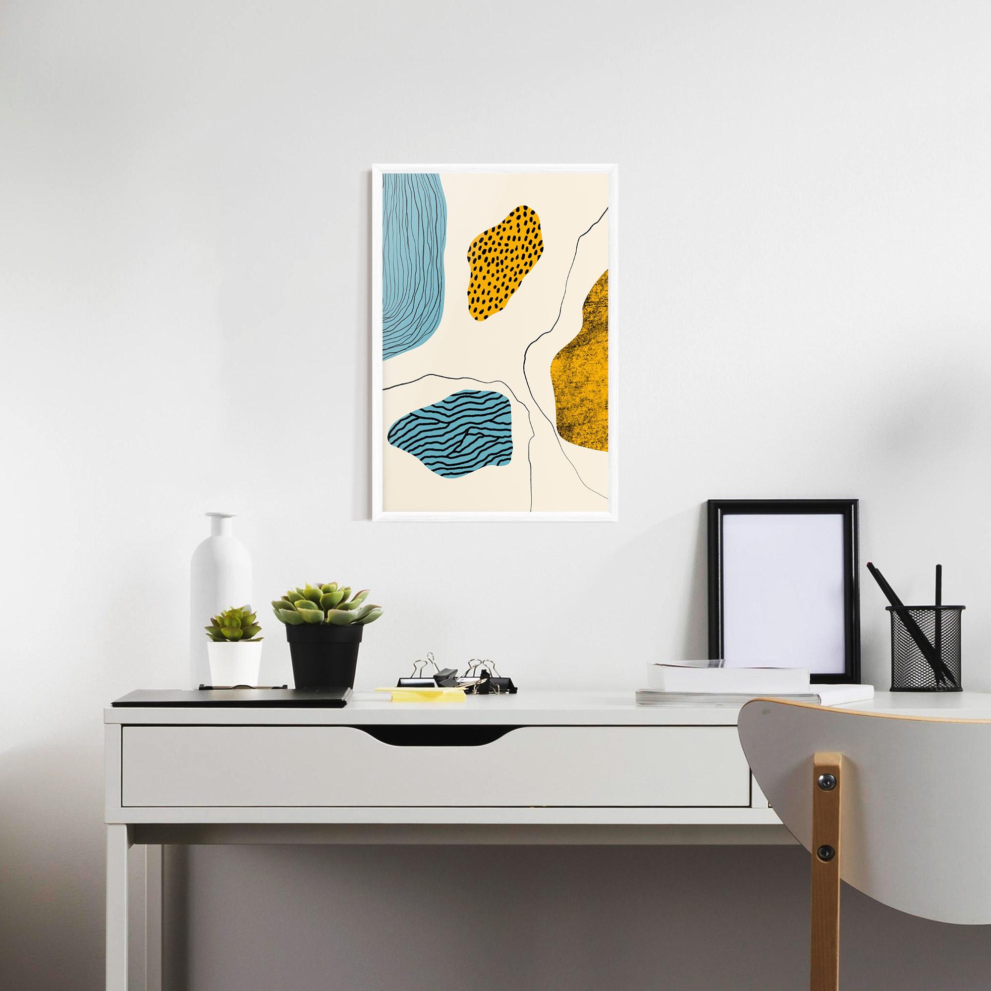 Keretezett Poszter Abstract Lines On Blue mockup 7