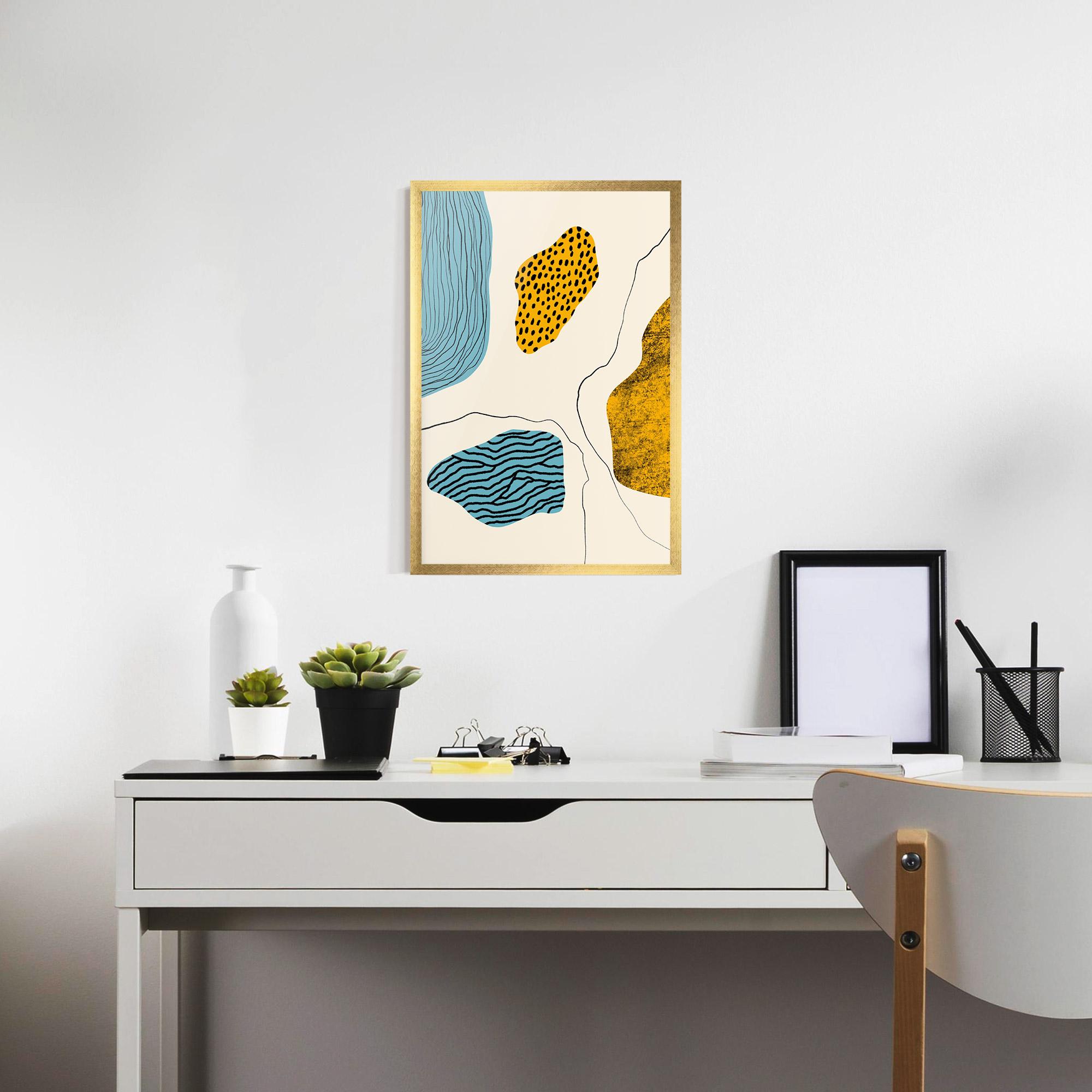 Keretezett Poszter Abstract Lines On Blue mockup 7