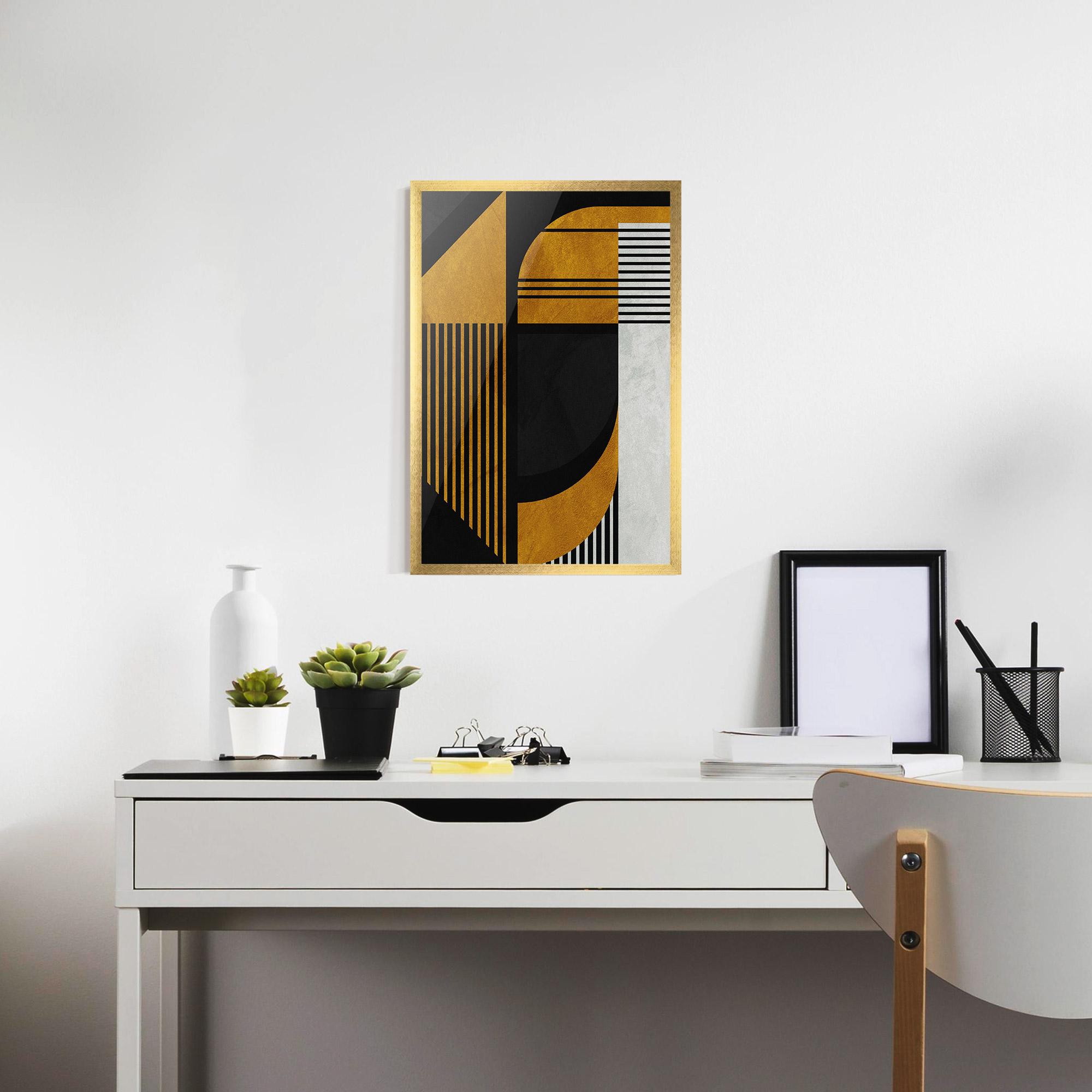 Keretezett Poszter Black Lines On Gold mockup 7