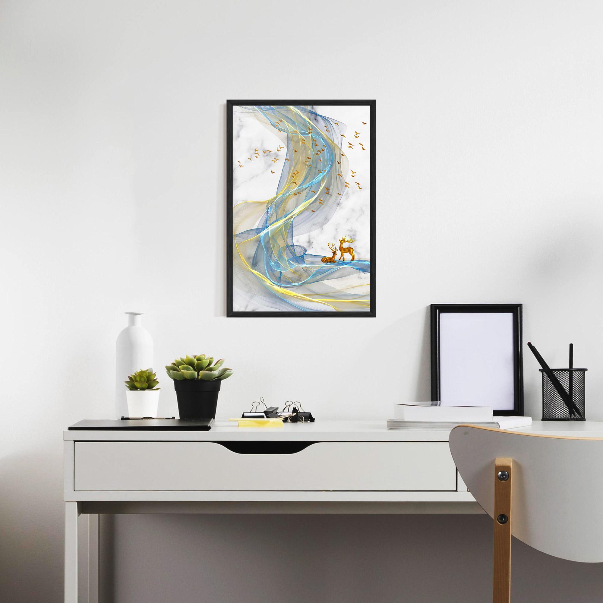 Keretezett Poszter Abstract Golden Landscape 2 mockup 7