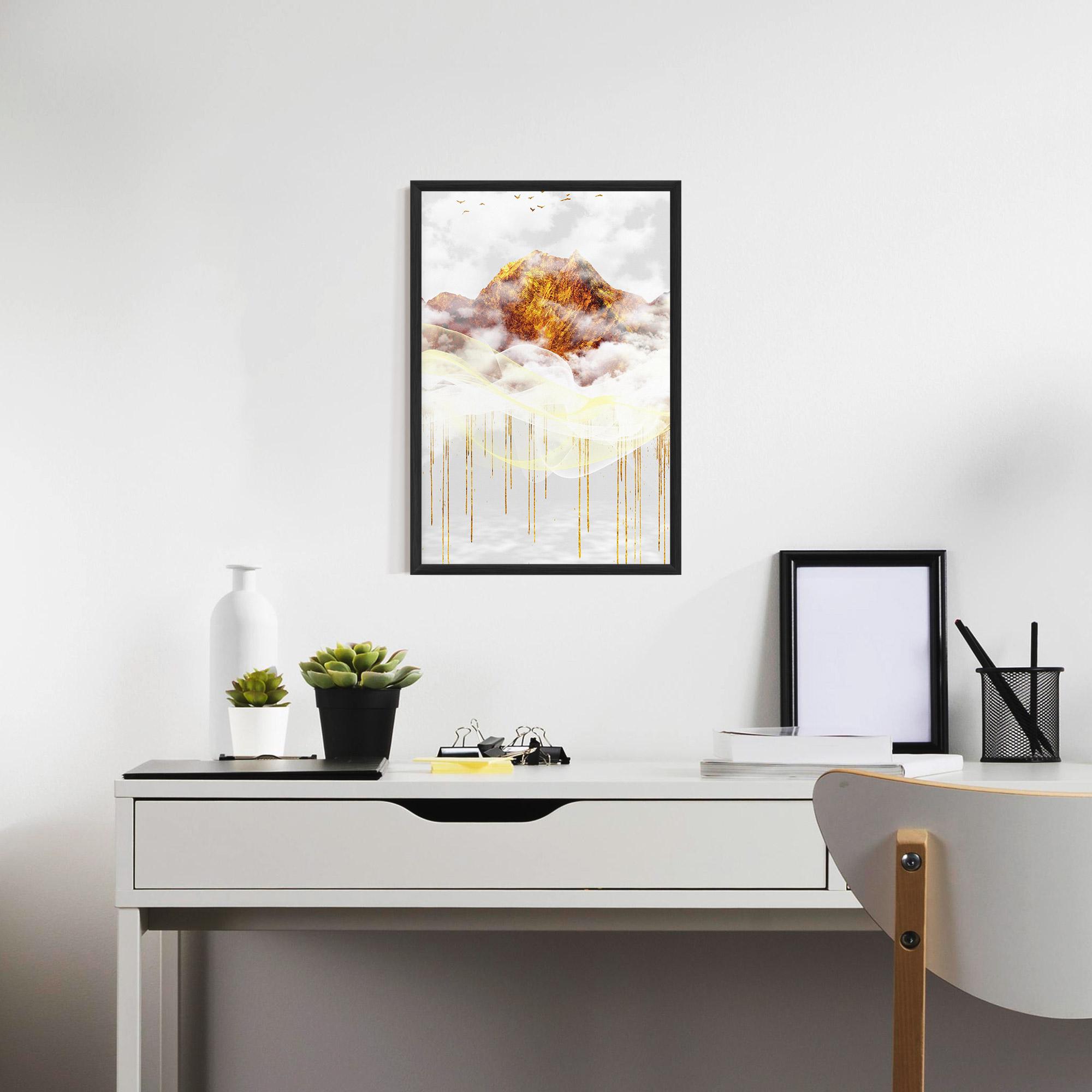 Keretezett Poszter Abstract Golden Landscape 3 mockup 7