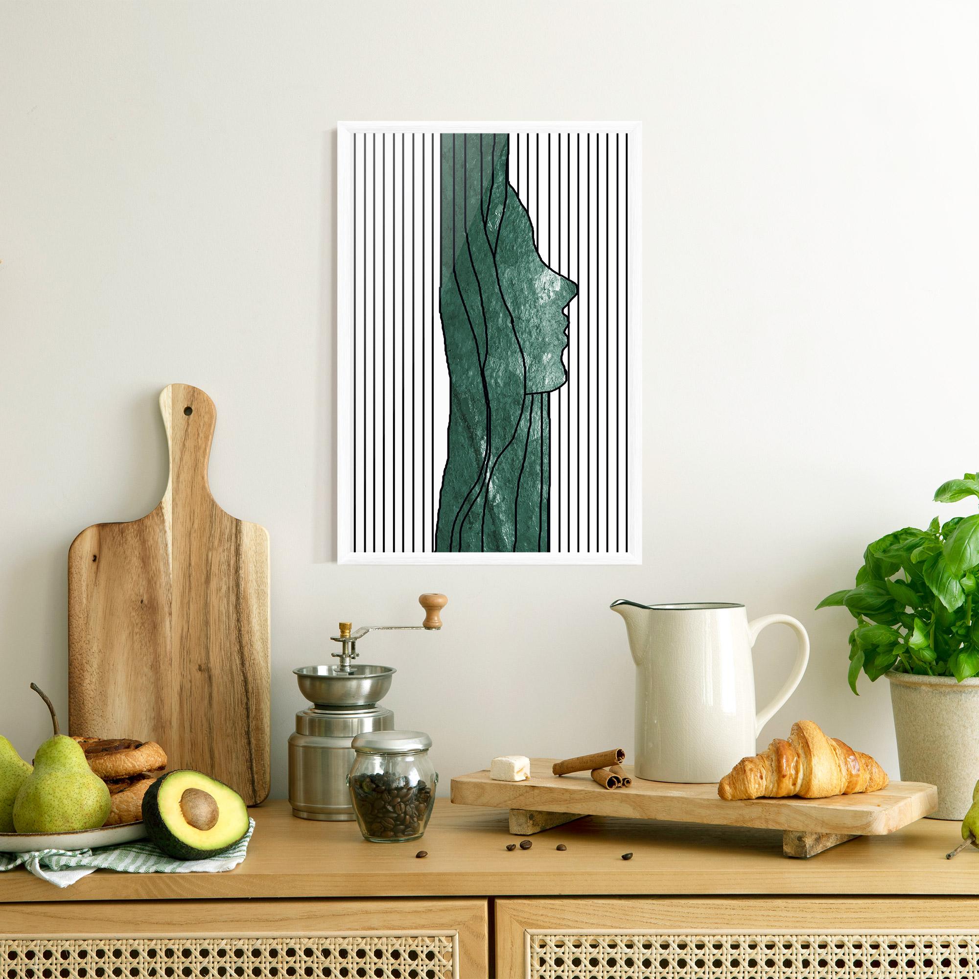 Keretezett Poszter Abstract Green Face mockup 8