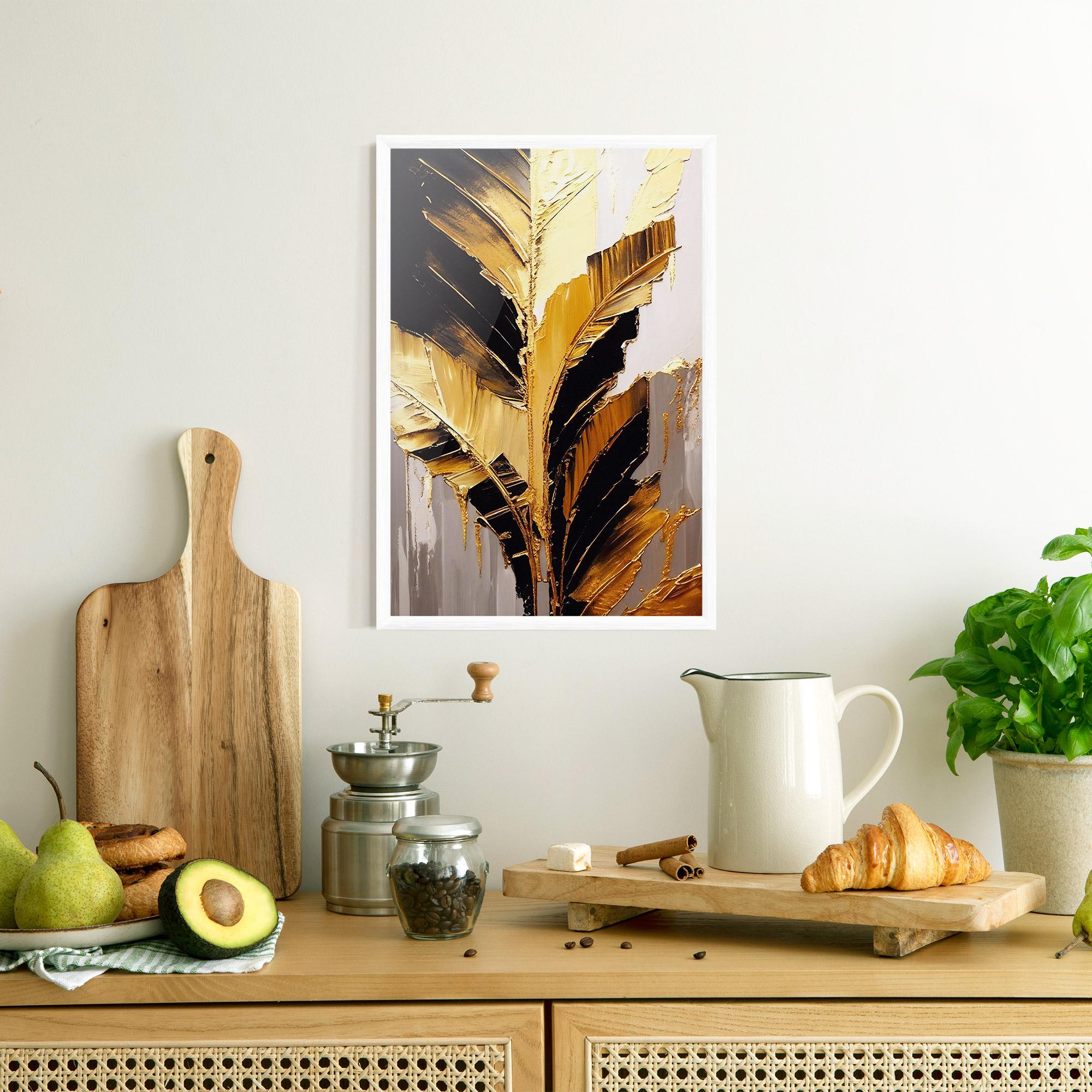 Keretezett Poszter Balck With Gold Leafs mockup 8