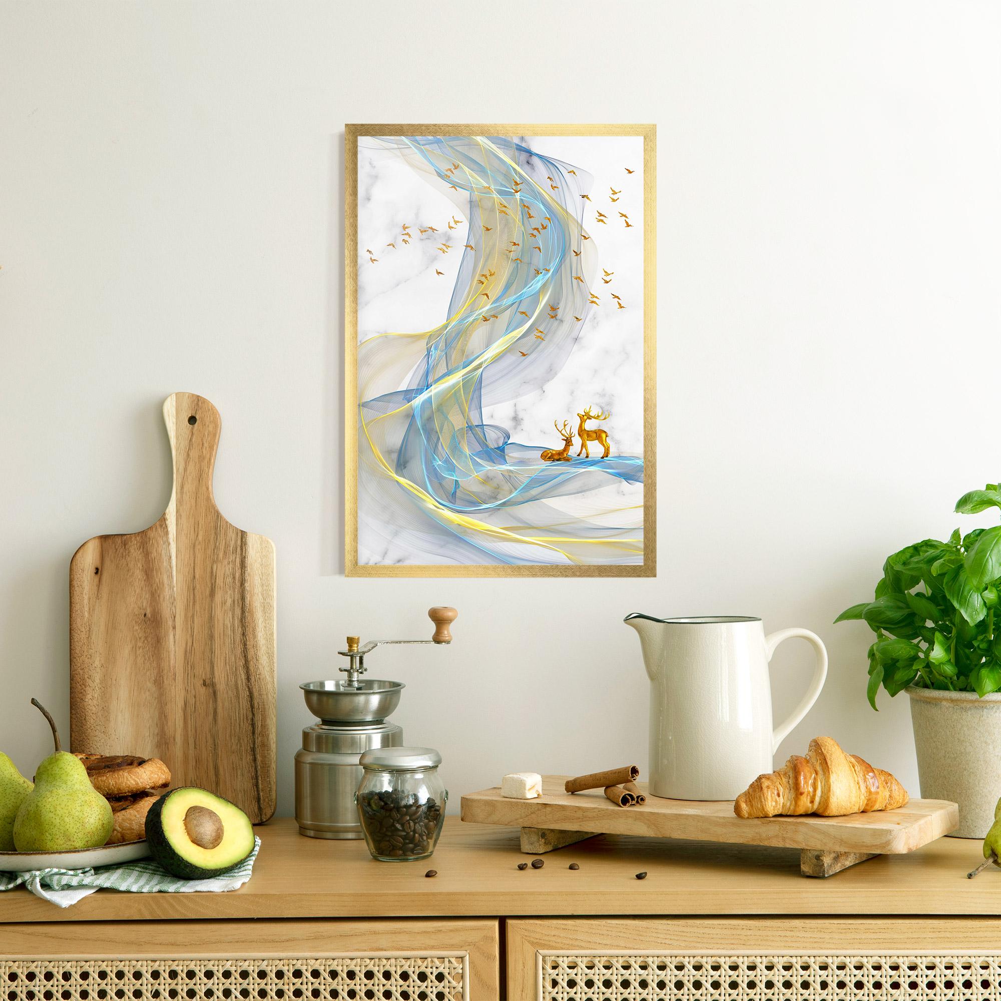 Keretezett Poszter Abstract Golden Landscape 2 mockup 8