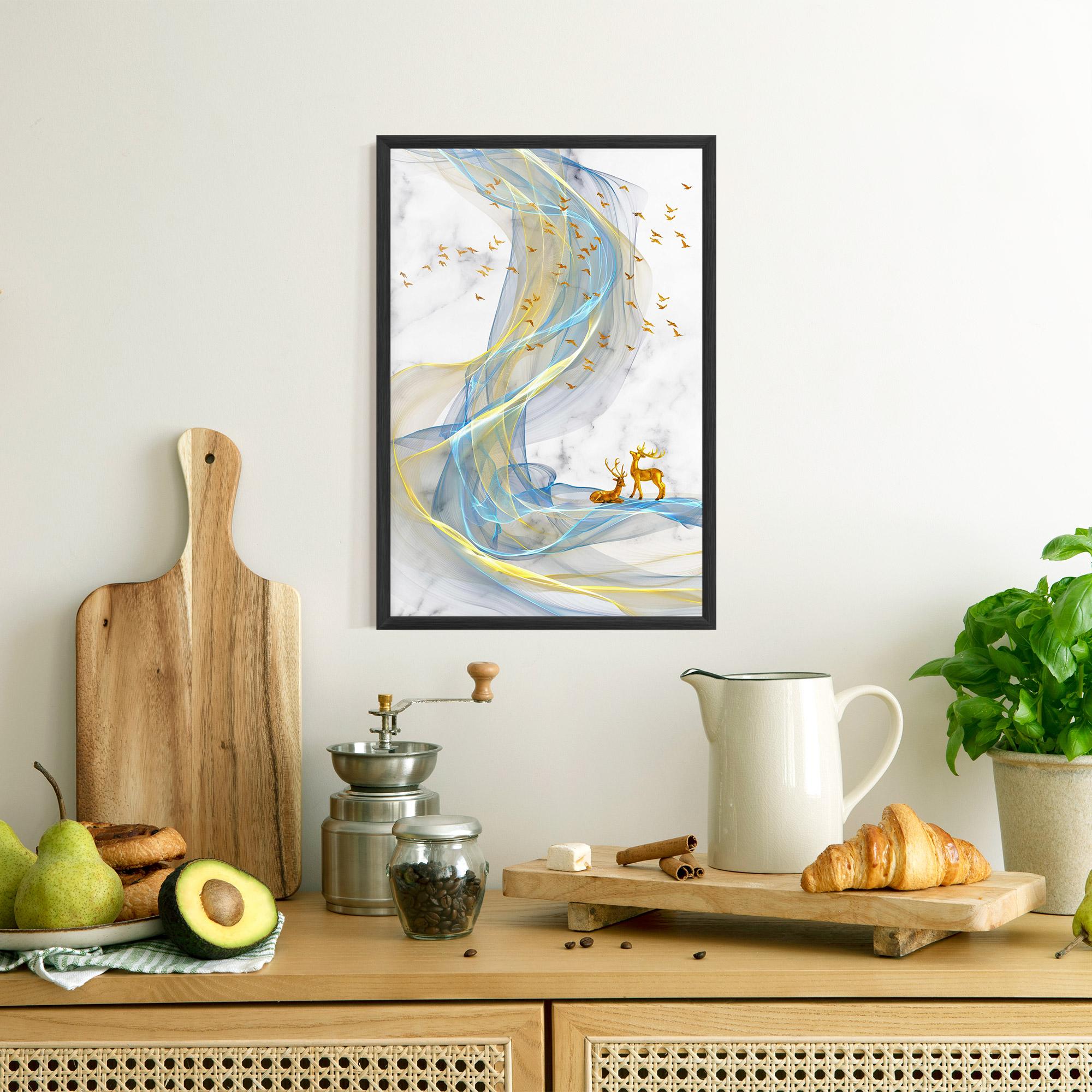 Keretezett Poszter Abstract Golden Landscape 2 mockup 8