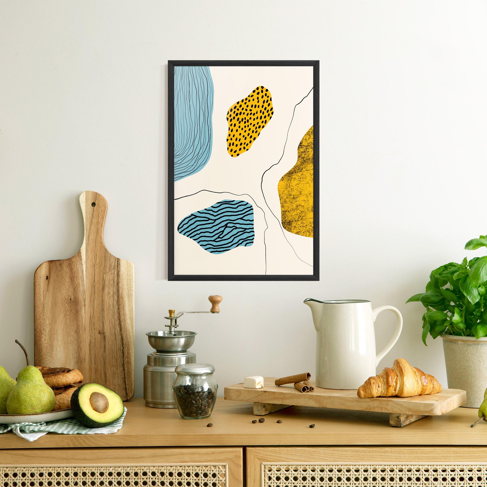 Keretezett Poszter Abstract Lines On Blue mockup 8