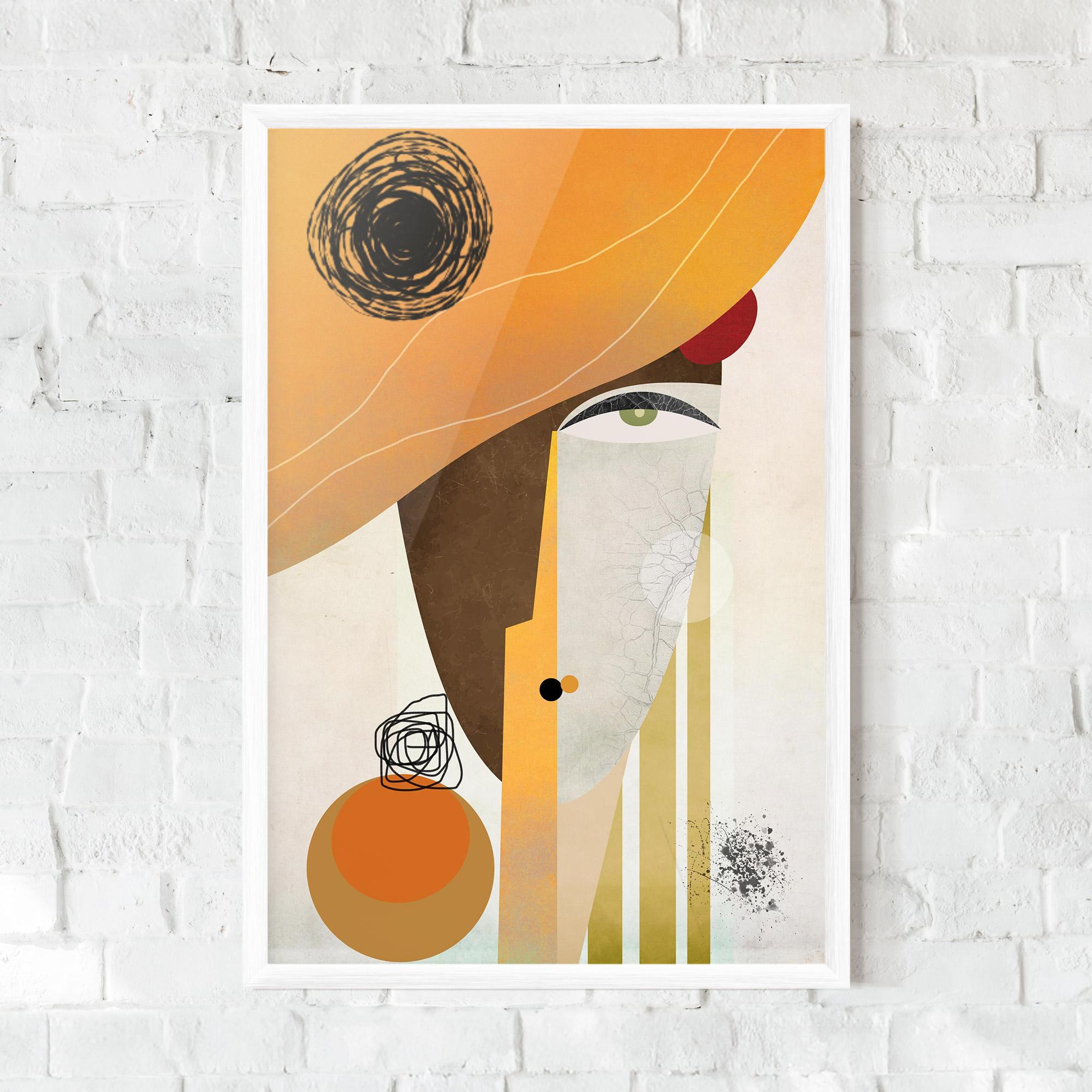 Keretezett Poszter Abstract Orange Face mockup 0