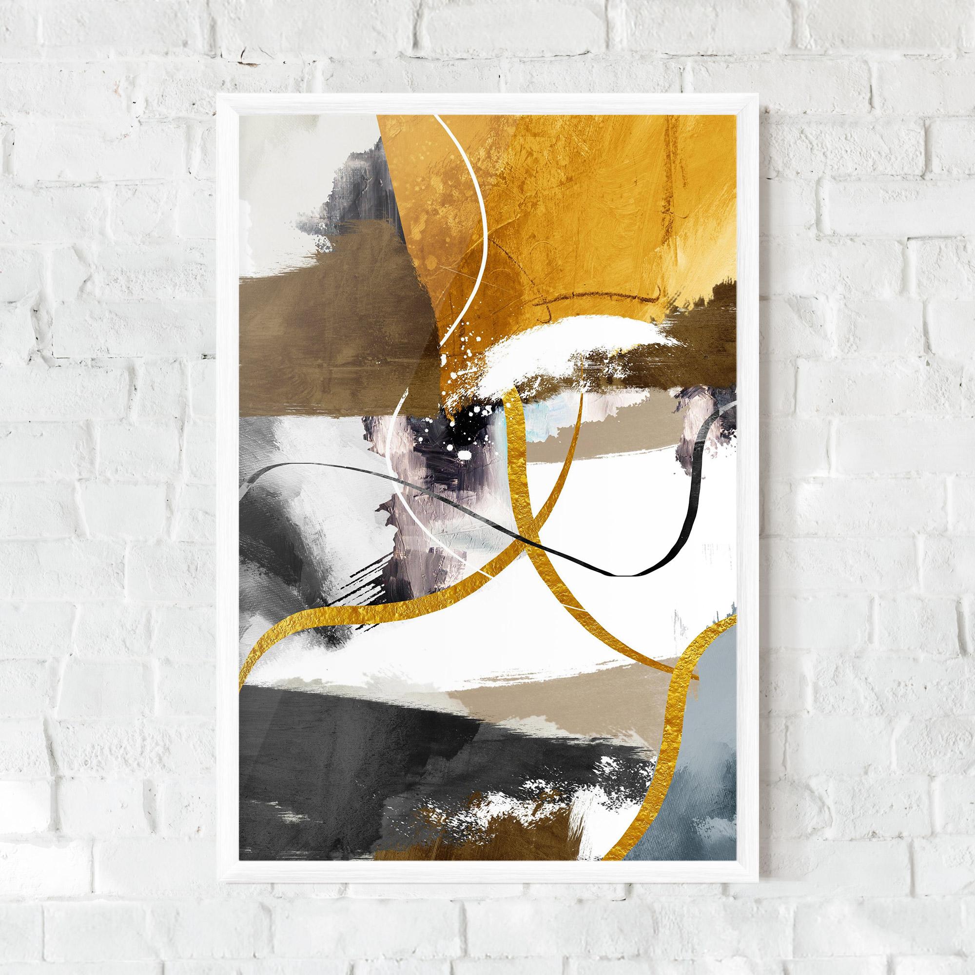 Keretezett Poszter Chaotic Golden Painting mockup 0