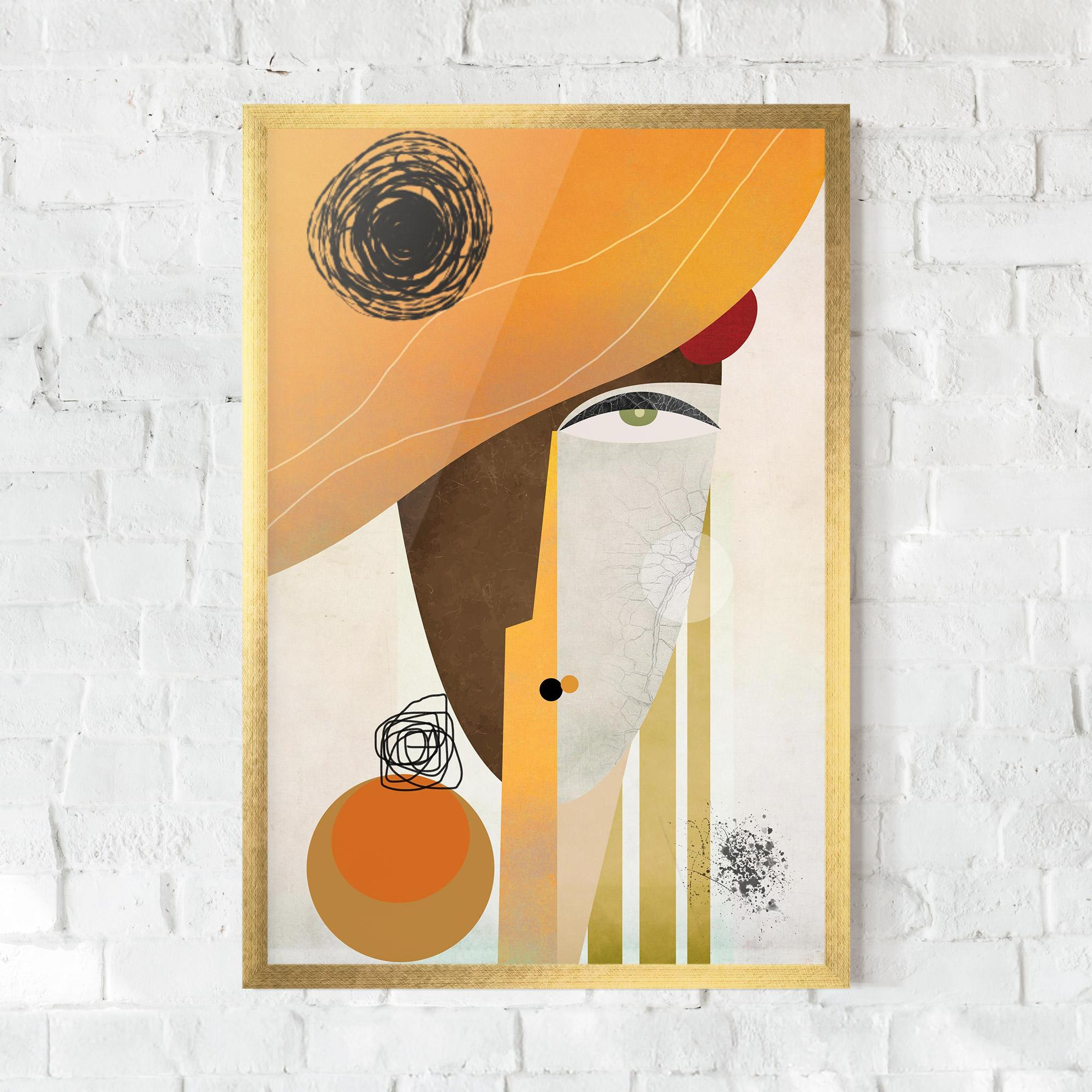 Keretezett Poszter Abstract Orange Face mockup 0