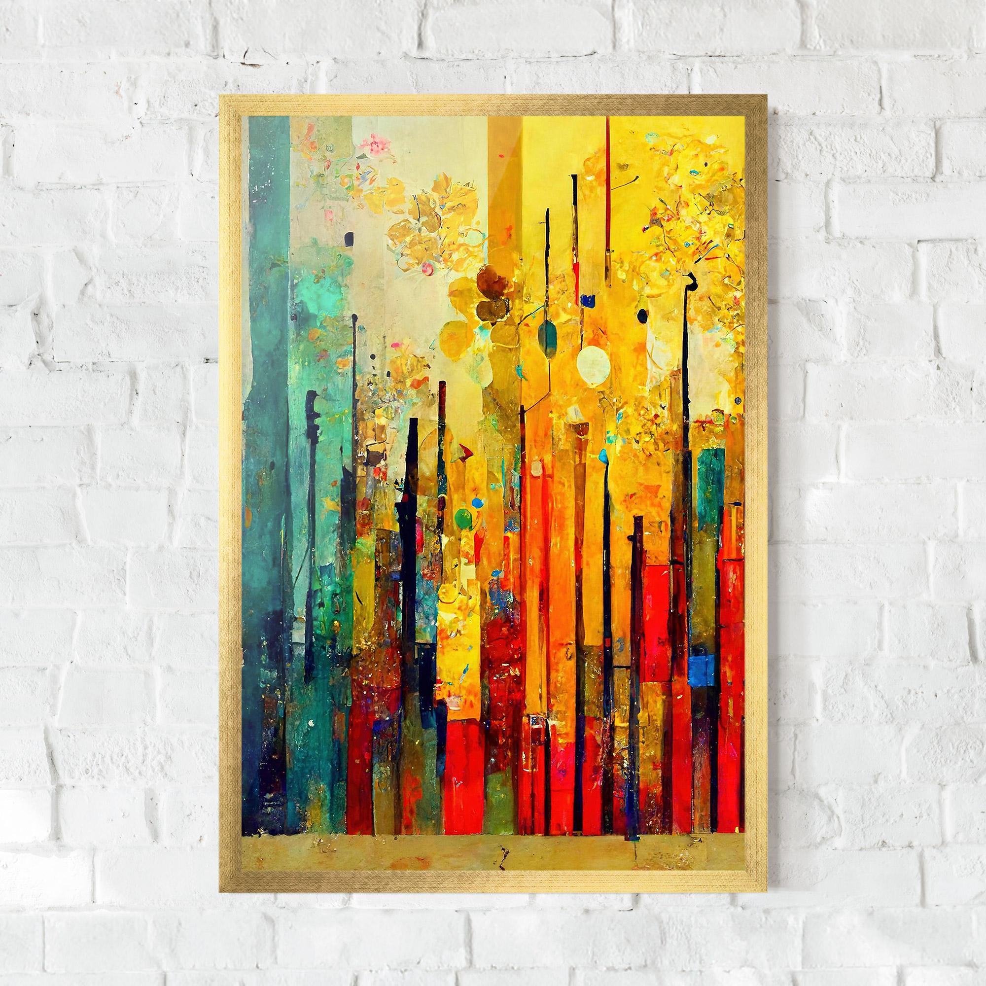 Keretezett Poszter Black Lines On Yellow Light mockup 0