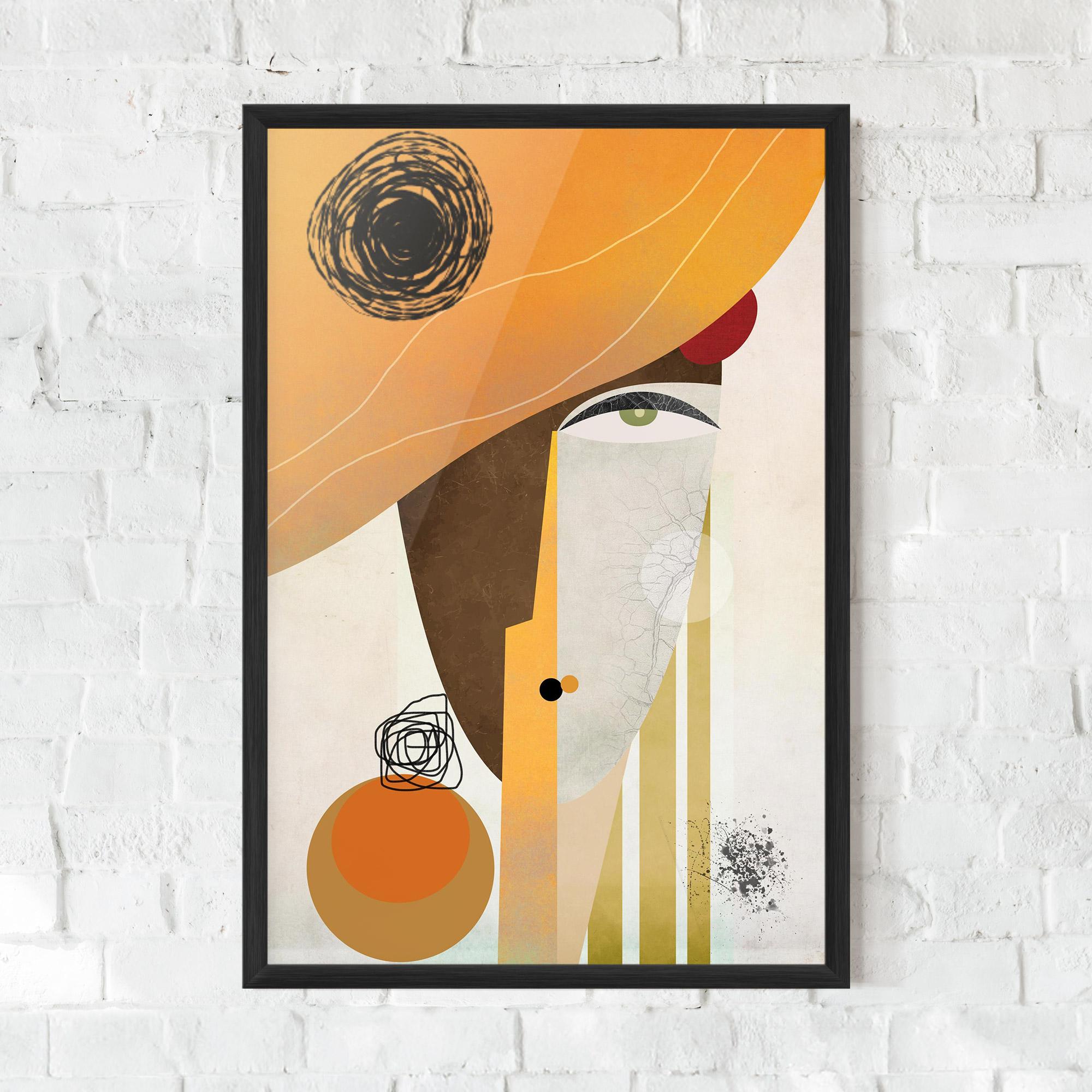 Keretezett Poszter Abstract Orange Face mockup 0