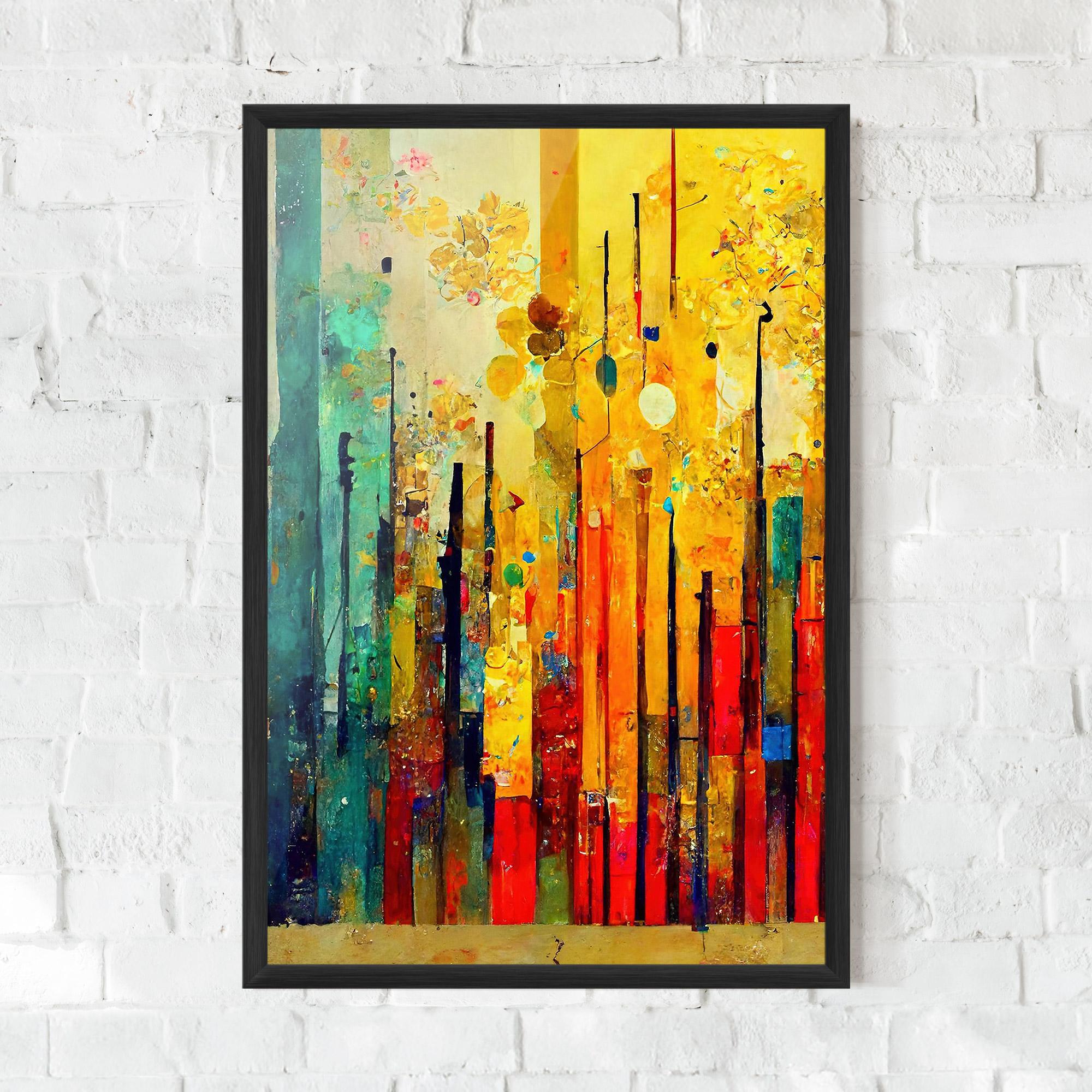 Keretezett Poszter Black Lines On Yellow Light mockup 0