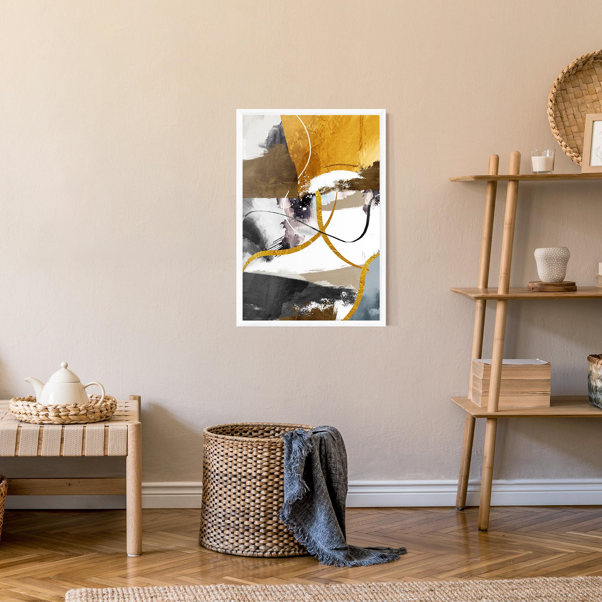 Keretezett Poszter Chaotic Golden Painting mockup 9