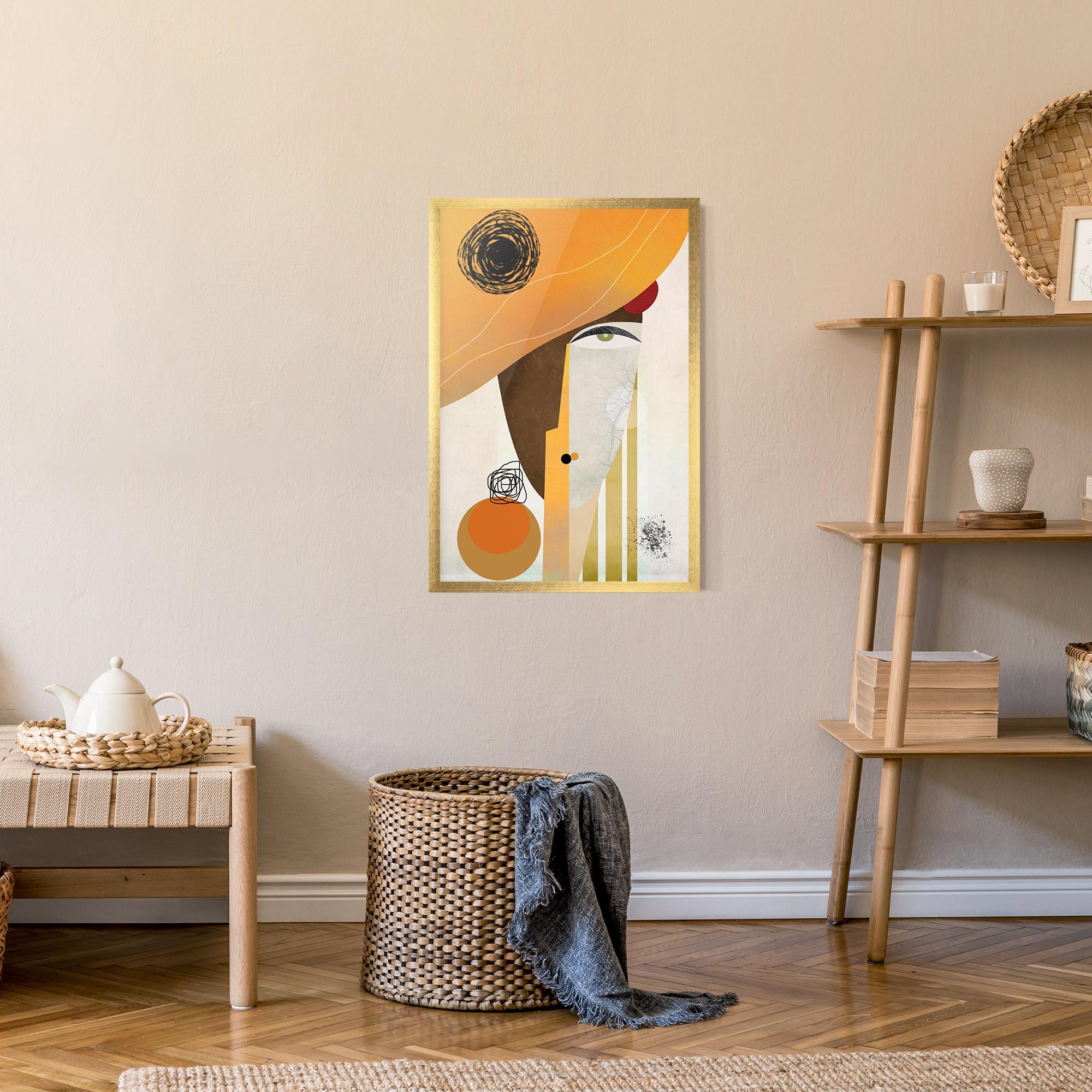 Keretezett Poszter Abstract Orange Face mockup 9