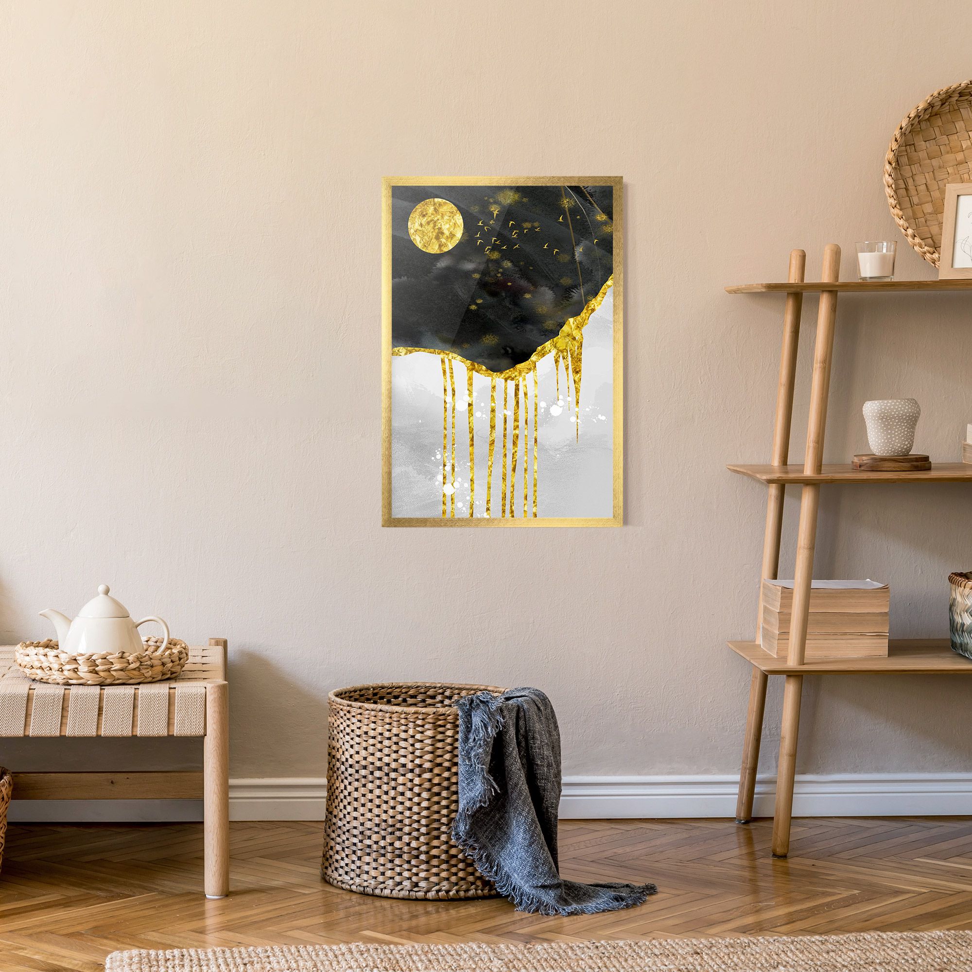 Gold Moon And Birds mockup 9