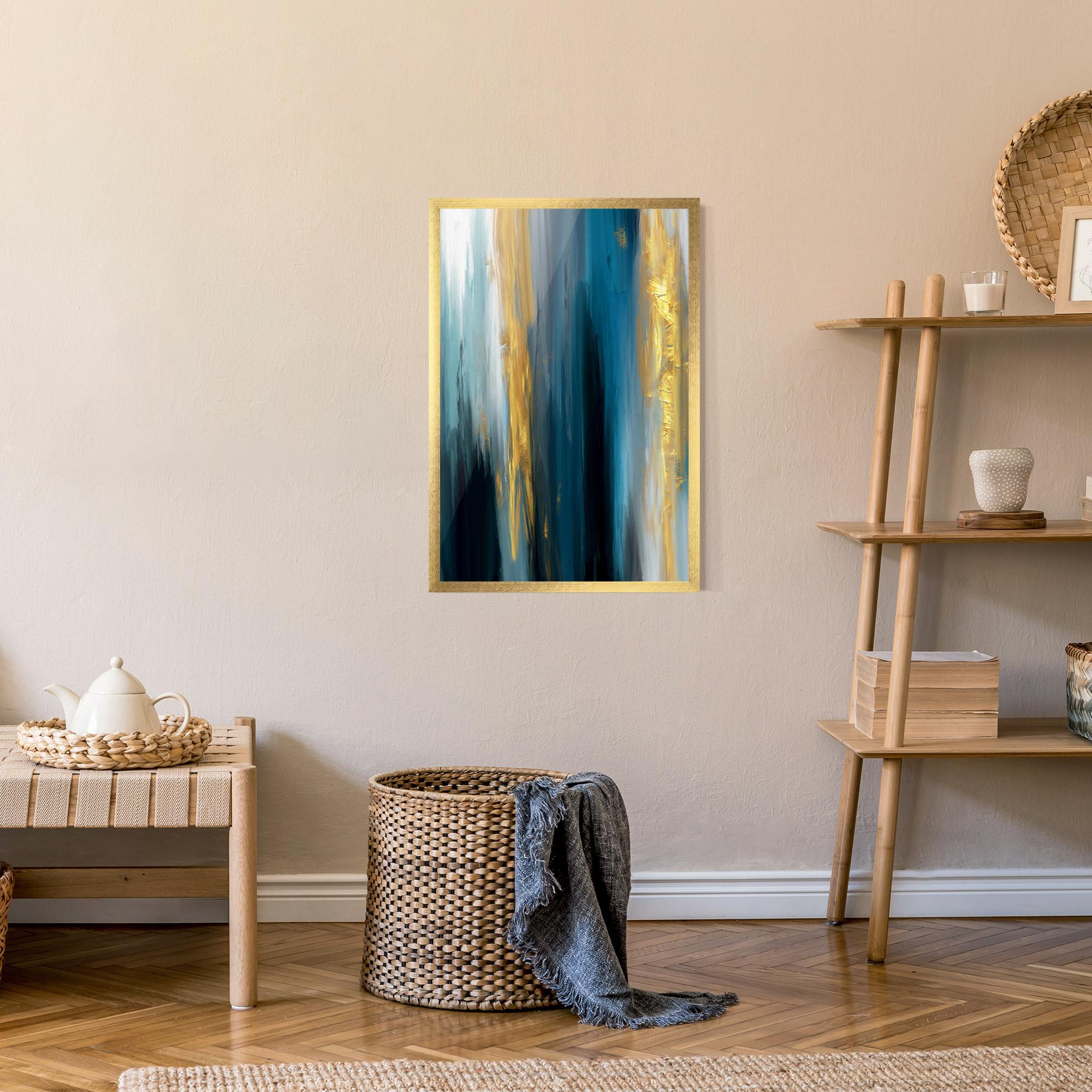 Keretezett Poszter Golden Black Blue Art mockup 9