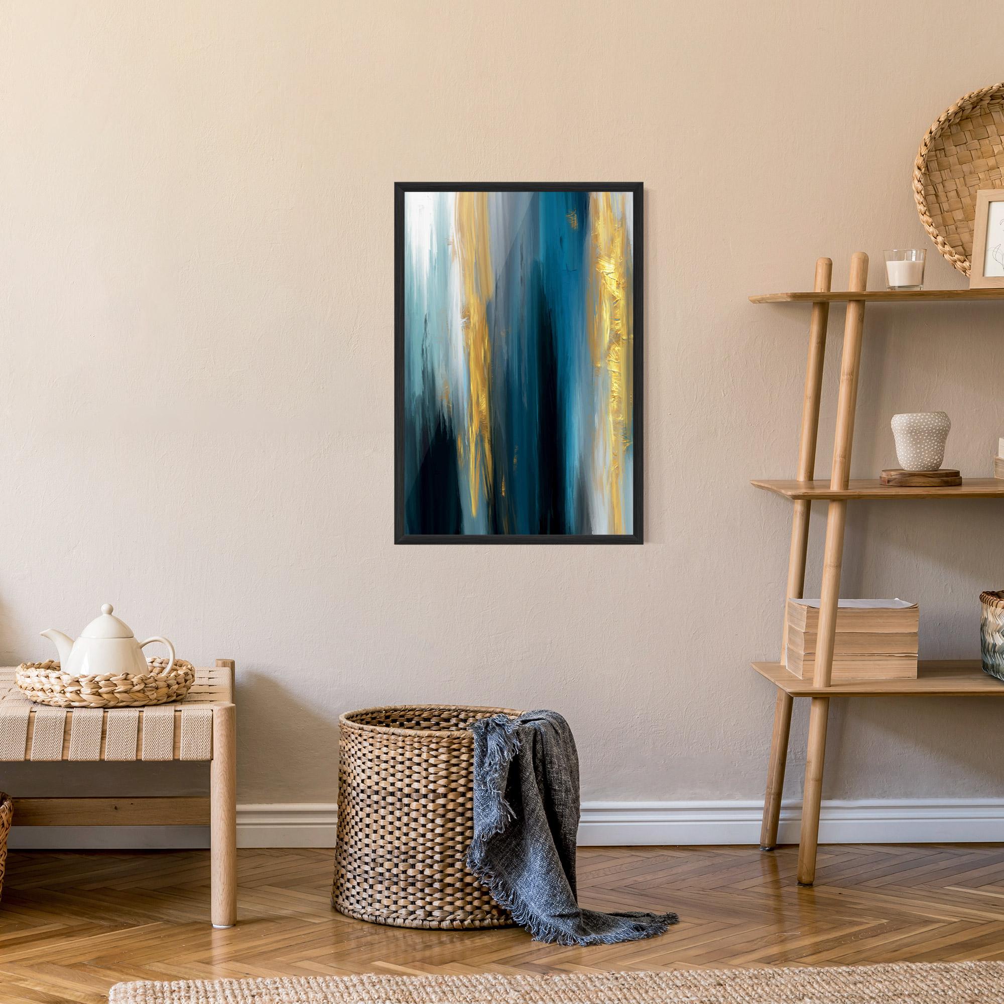 Keretezett Poszter Golden Black Blue Art mockup 9