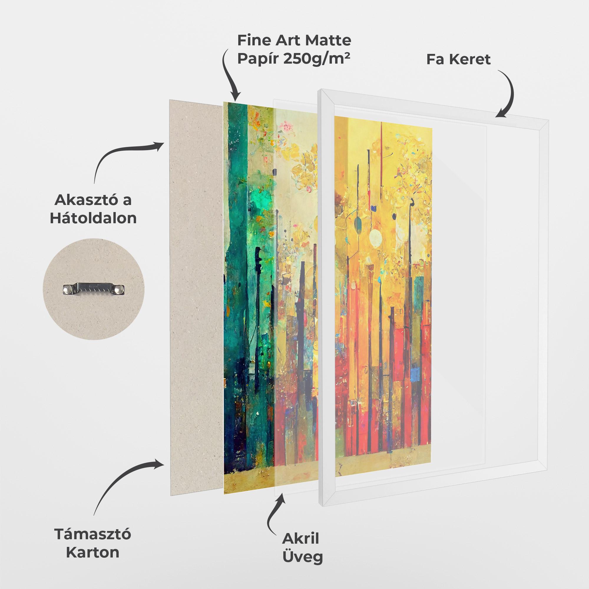 Keretezett Poszter Black Lines On Yellow Light mockup 1