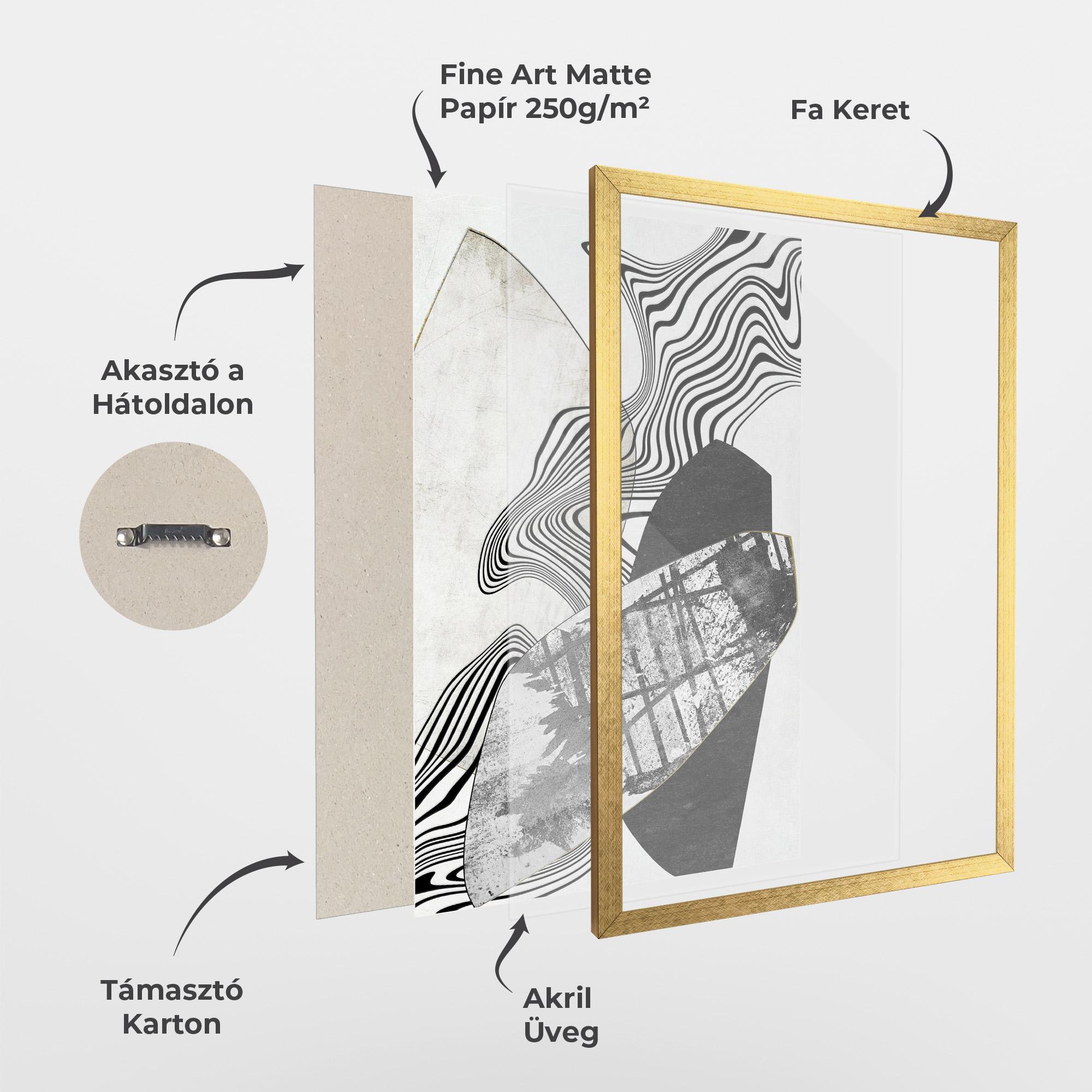 Keretezett Poszter Abstract Black Lines mockup 1