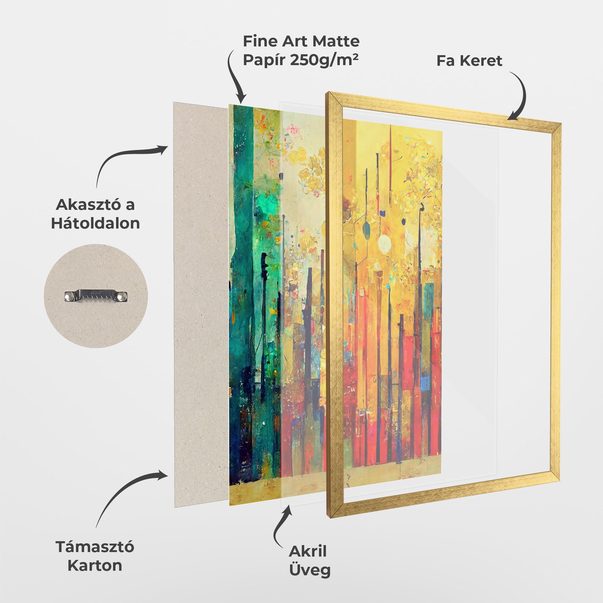 Keretezett Poszter Black Lines On Yellow Light mockup 1