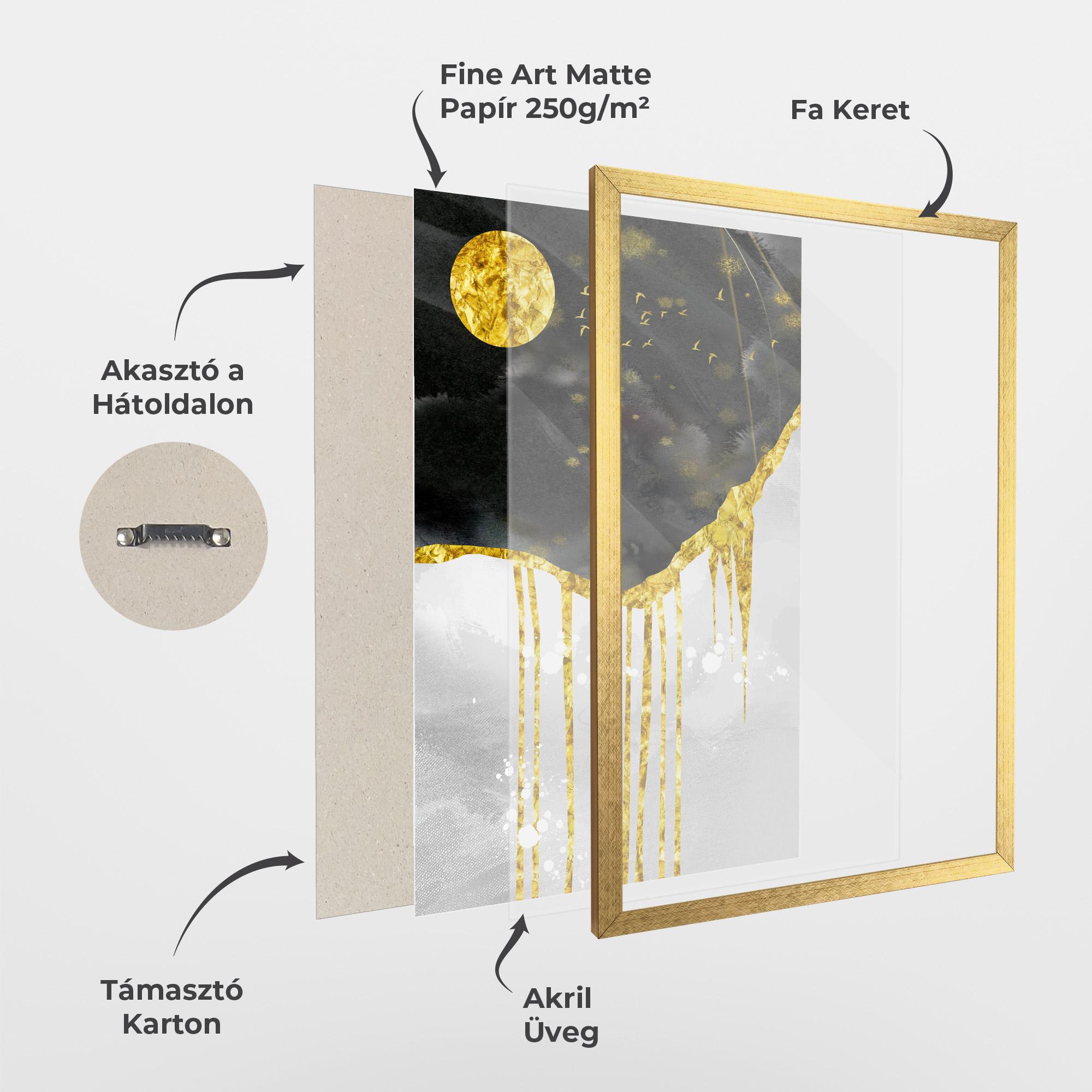 Keretezett Poszter Gold Moon And Birds mockup 1