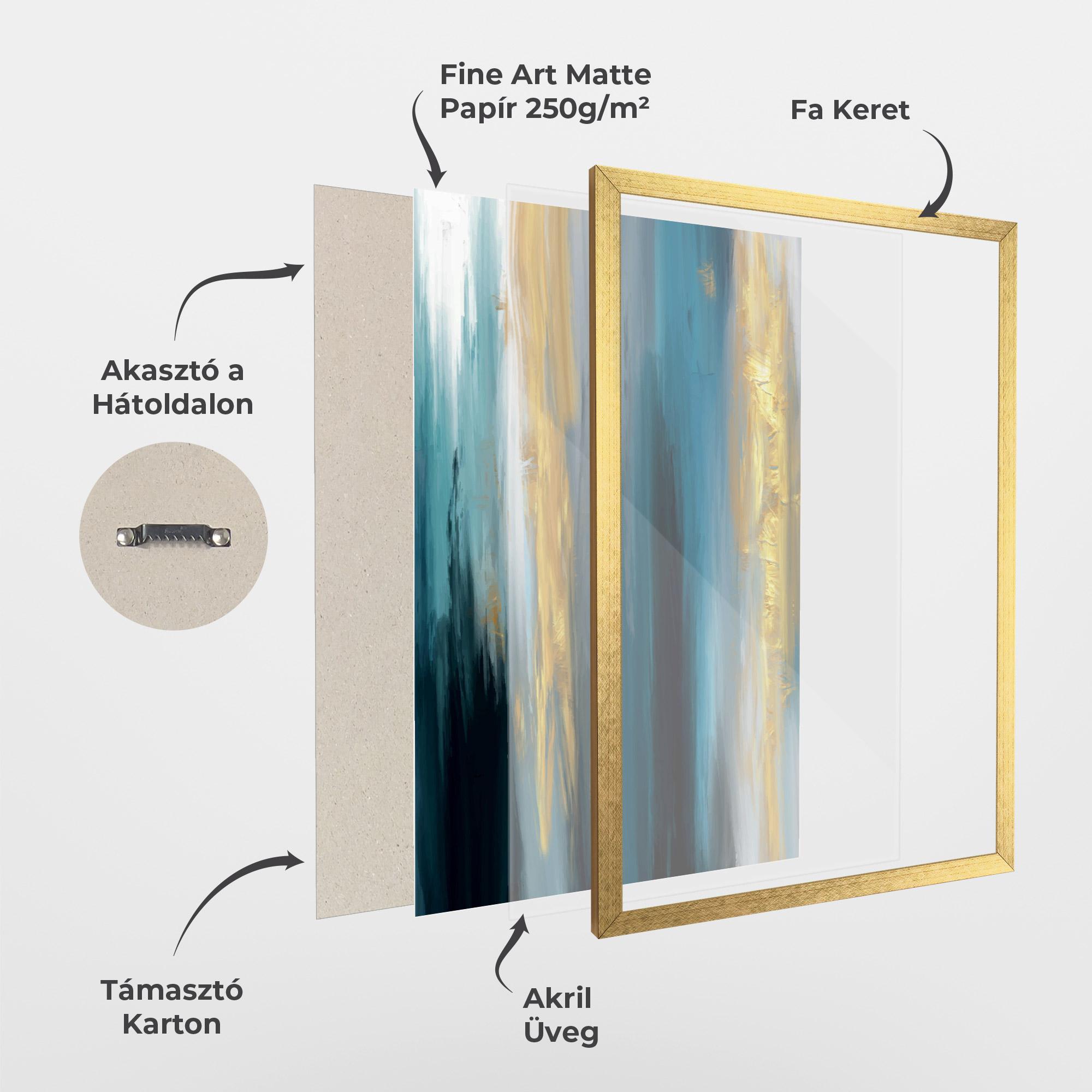 Keretezett Poszter Golden Black Blue Art mockup 1