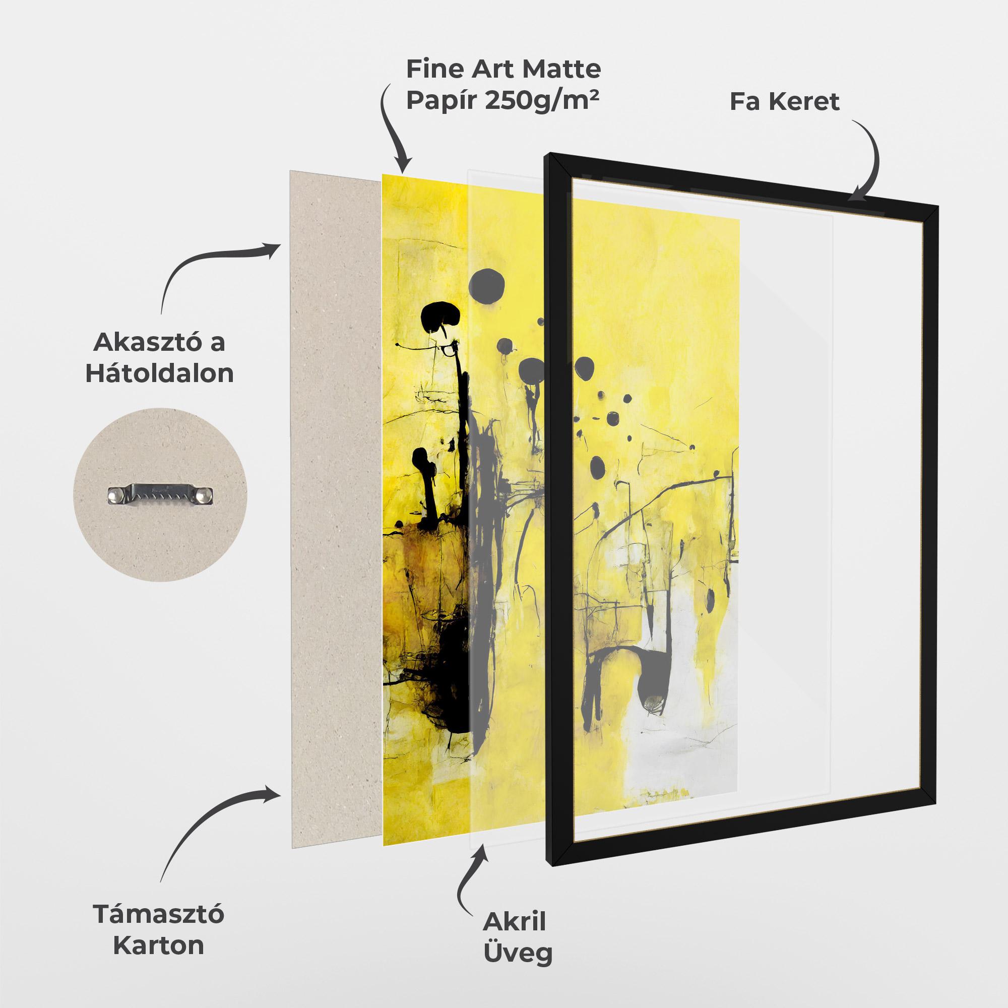 Keretezett Poszter Abstract Black Yellow mockup 1