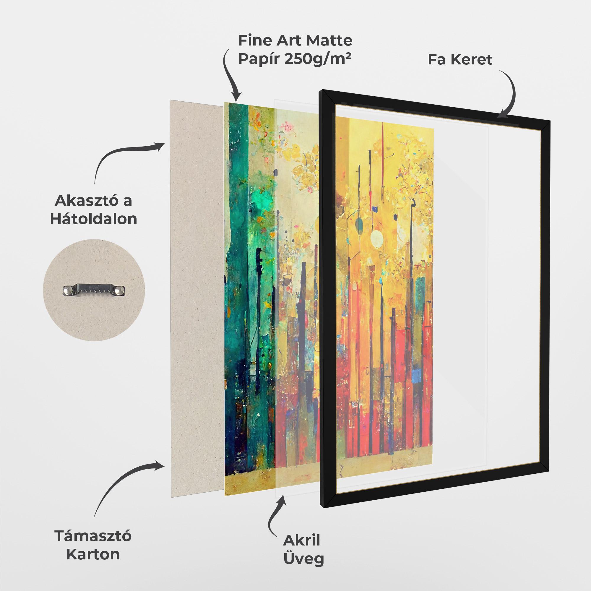 Keretezett Poszter Black Lines On Yellow Light mockup 1