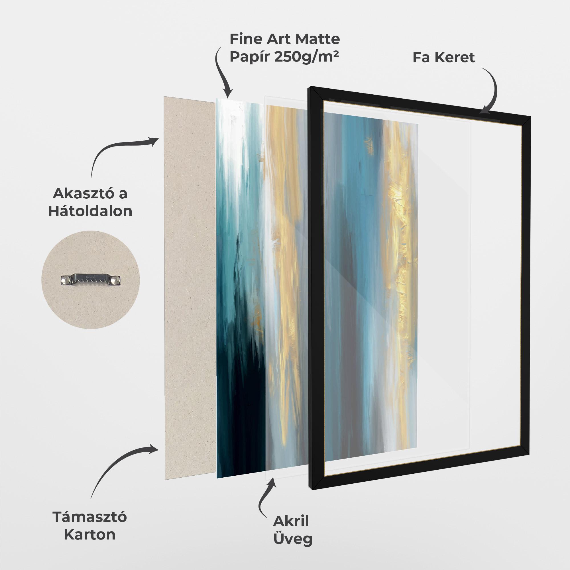 Keretezett Poszter Golden Black Blue Art mockup 1