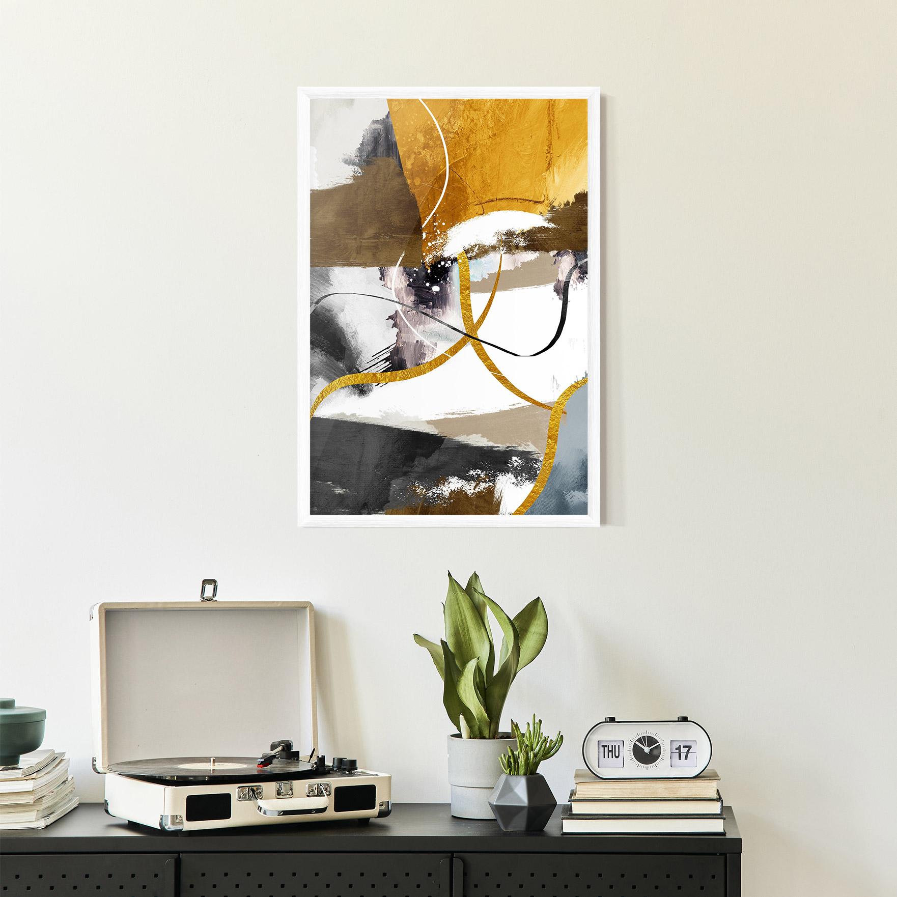 Keretezett Poszter Chaotic Golden Painting mockup 2