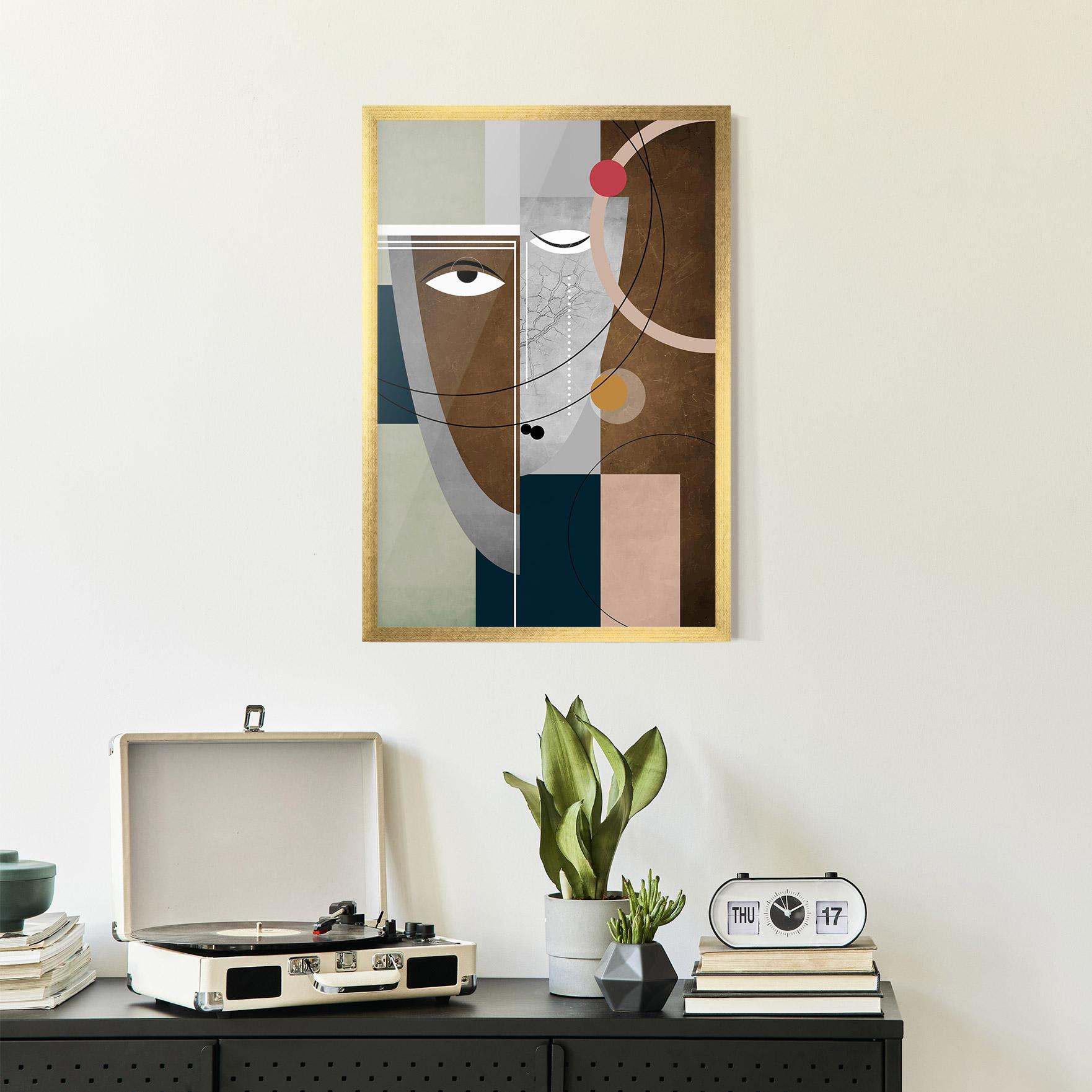 Keretezett Poszter Abstract Brown Face mockup 2