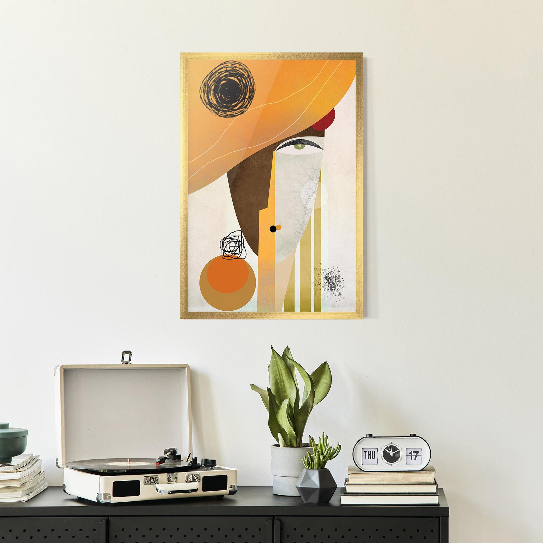 Keretezett Poszter Abstract Orange Face mockup 2