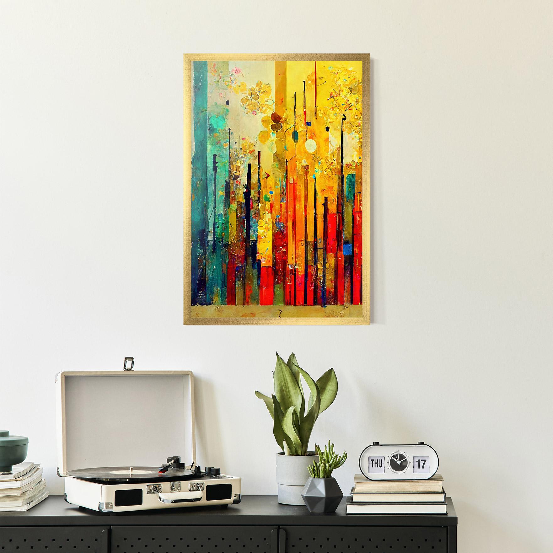 Keretezett Poszter Black Lines On Yellow Light mockup 2