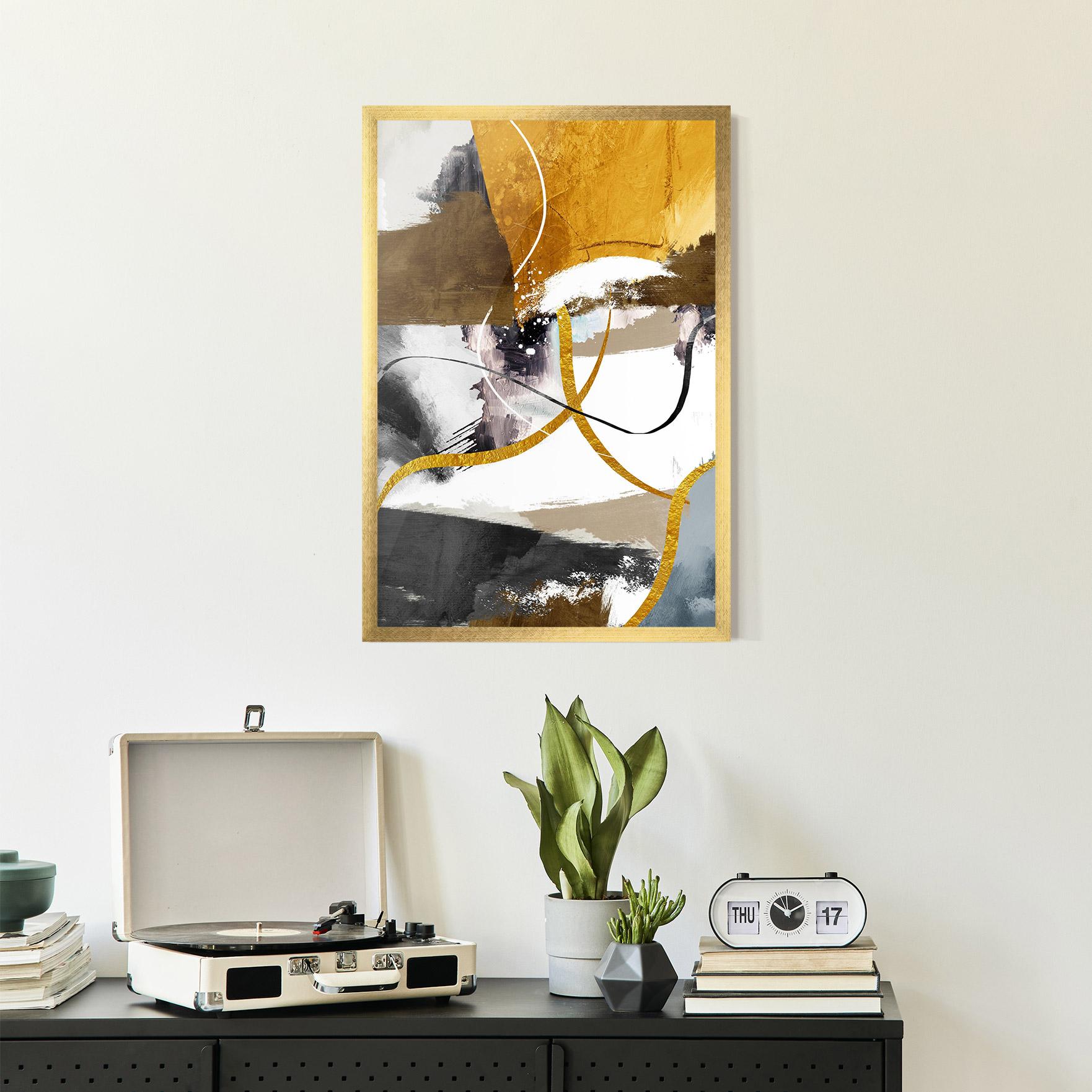 Keretezett Poszter Chaotic Golden Painting mockup 2