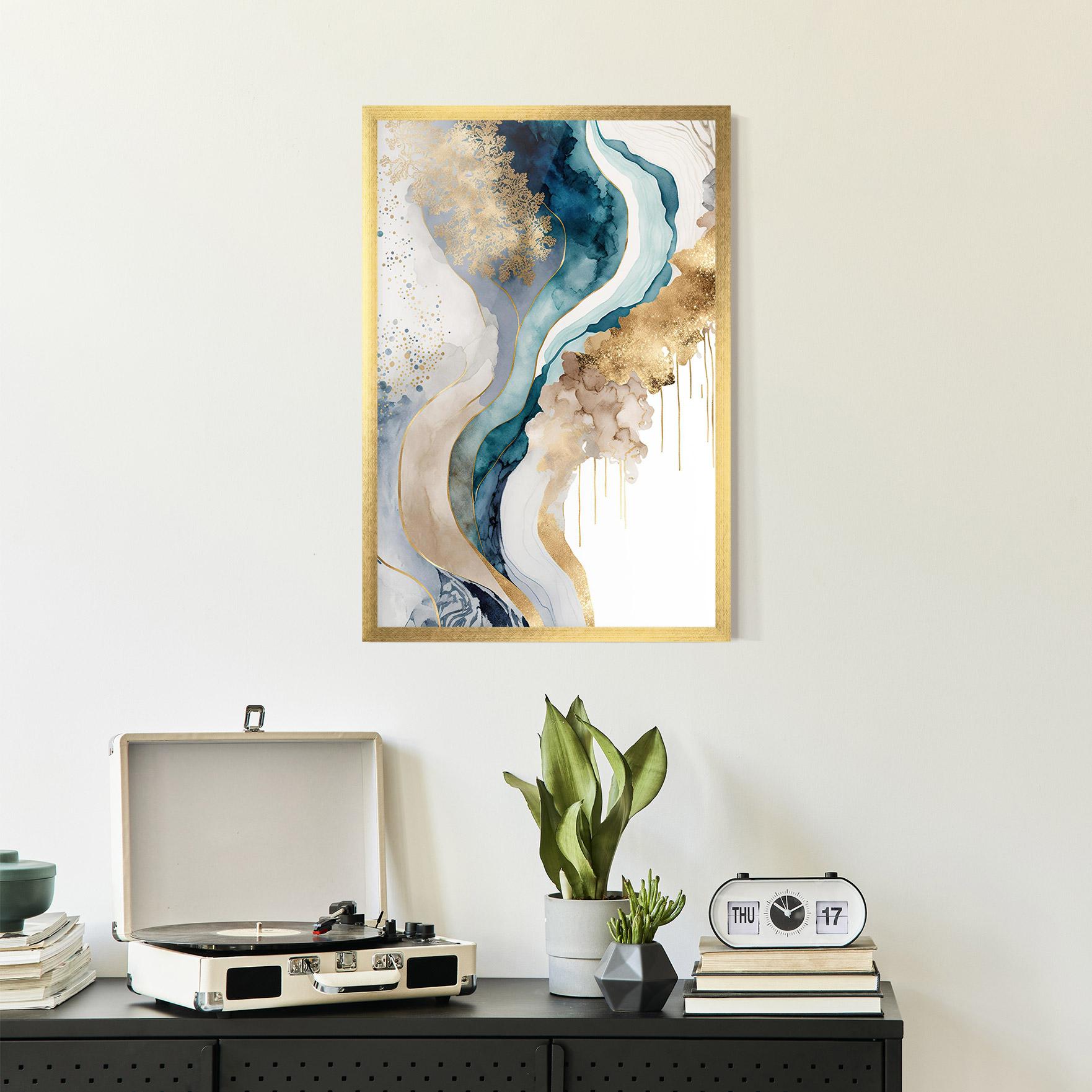 Keretezett Poszter Light Blue Waves mockup 2